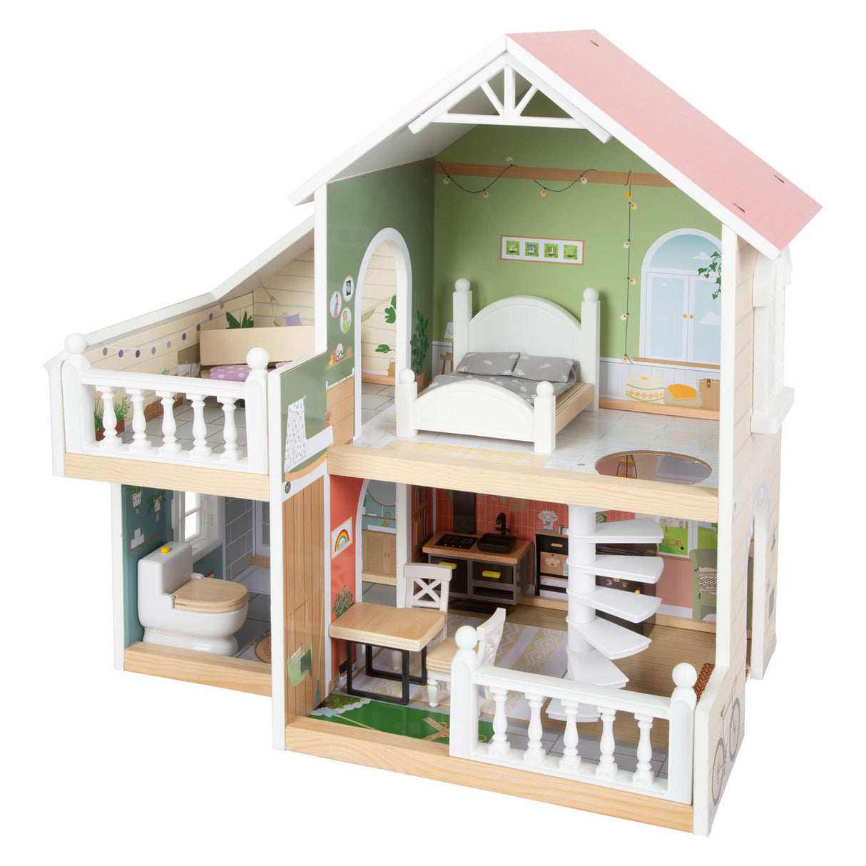 Small foot - maison de poupée villa urbaine en bois avec mobilier, 9 pièces.