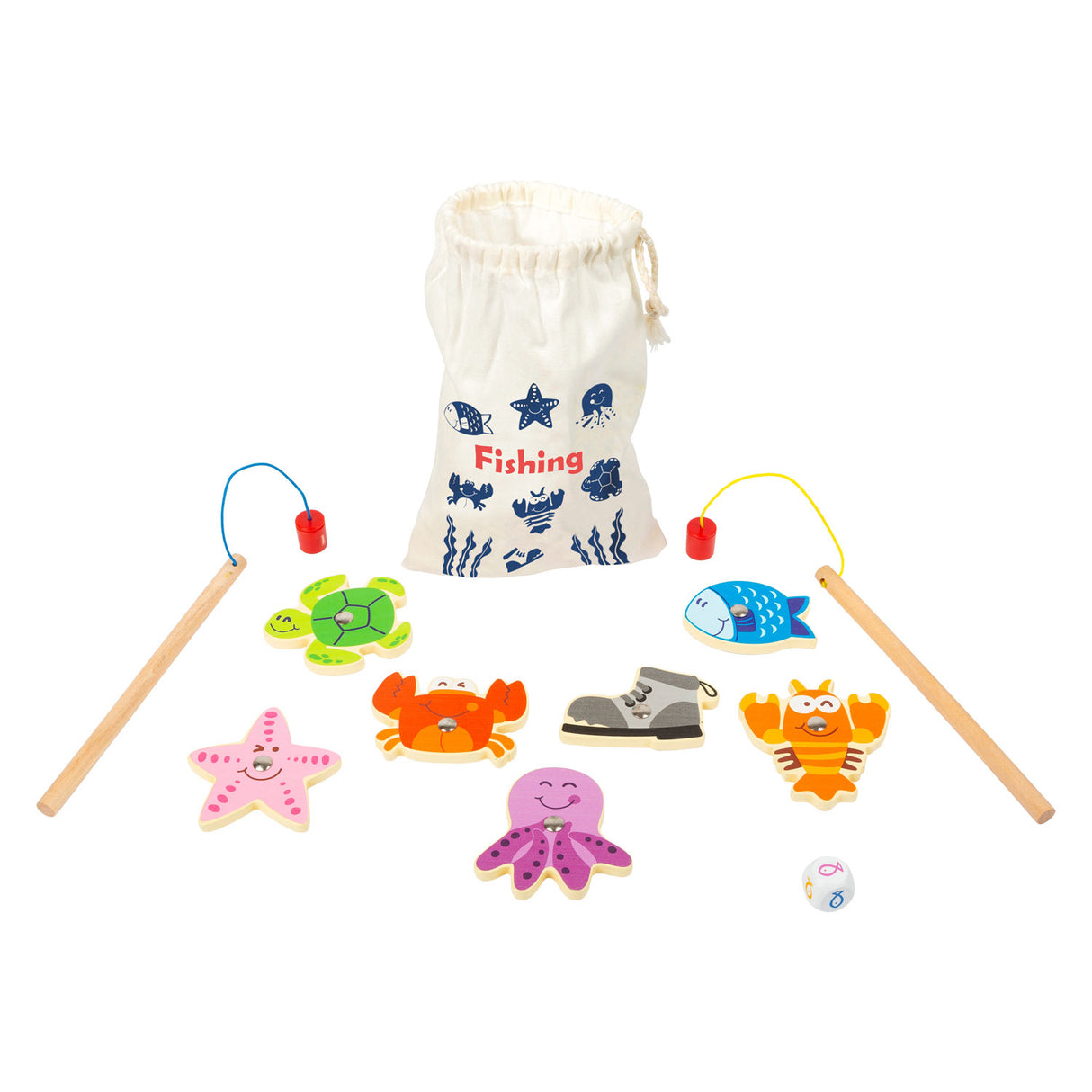 Small foot - jeu de voyage canne à pêche en bois