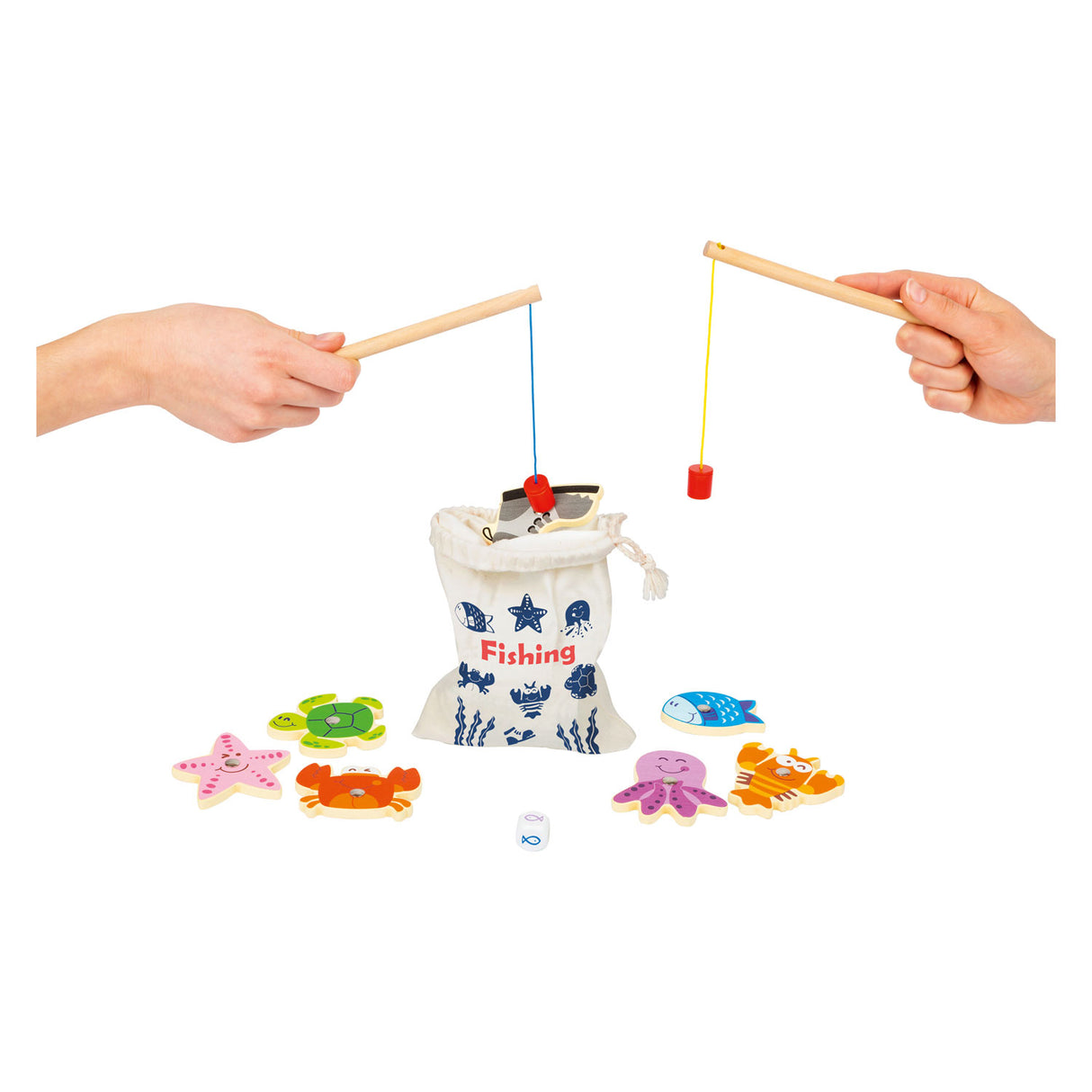 Small foot - jeu de voyage canne à pêche en bois