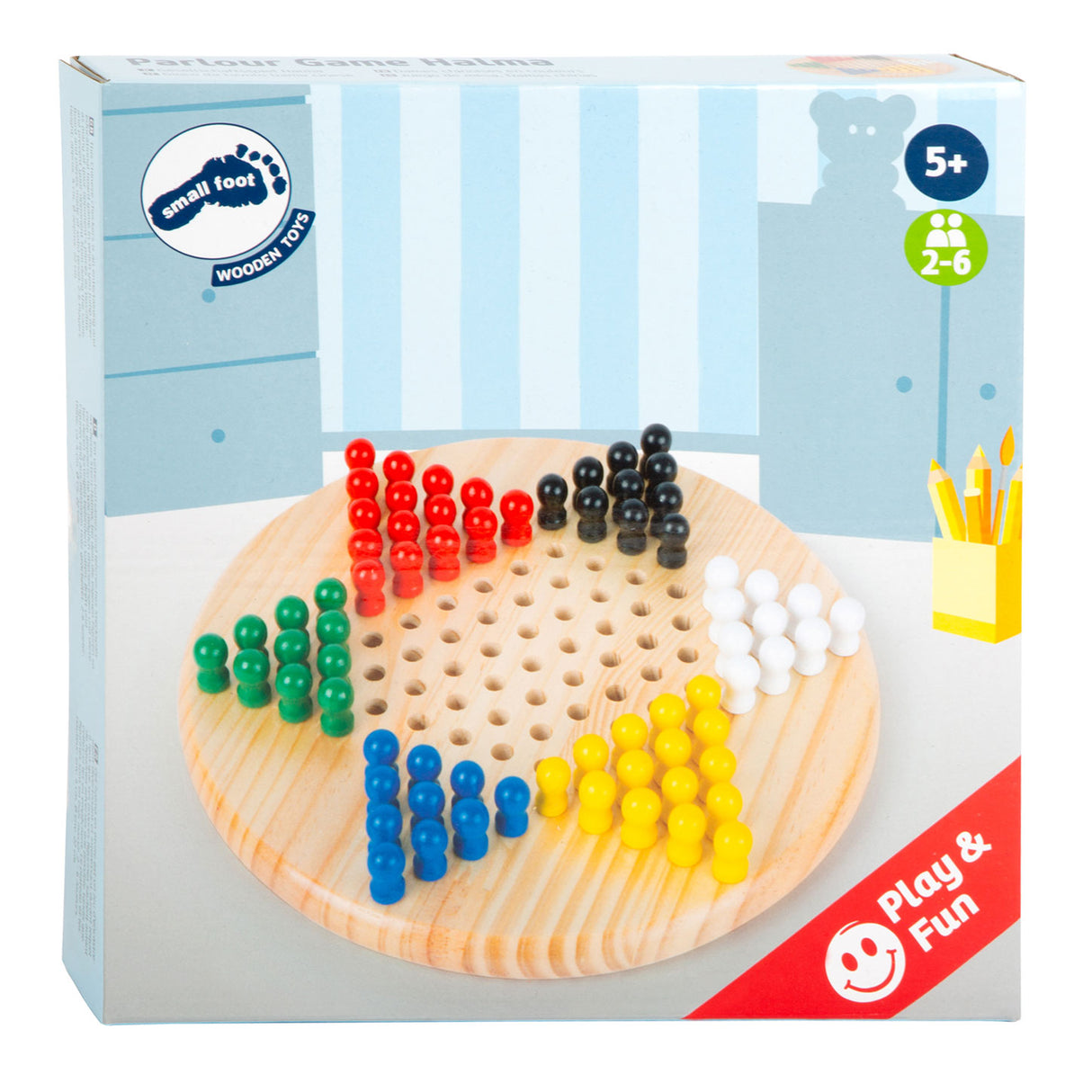 Jeu de conseil en bois de petit pied Halma