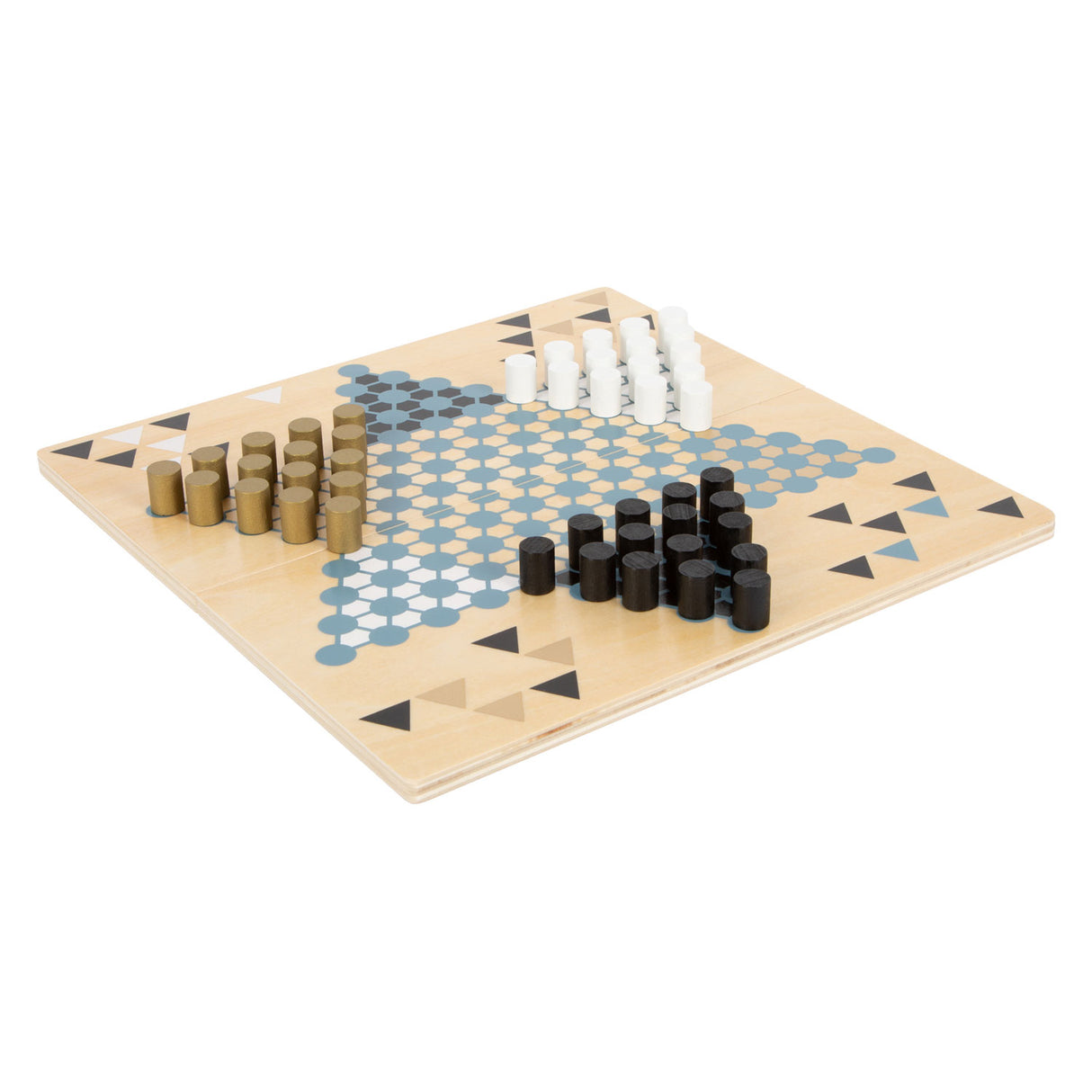 Small foot - jeu de société en bois barricade et halma 2en1