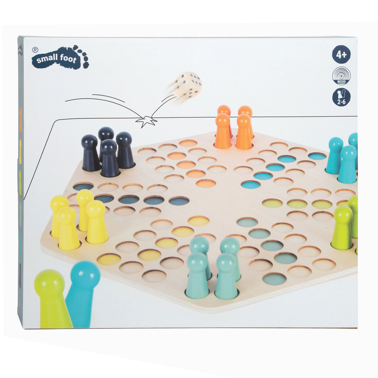 Small foot - jeu de ludo en bois - 6 joueurs
