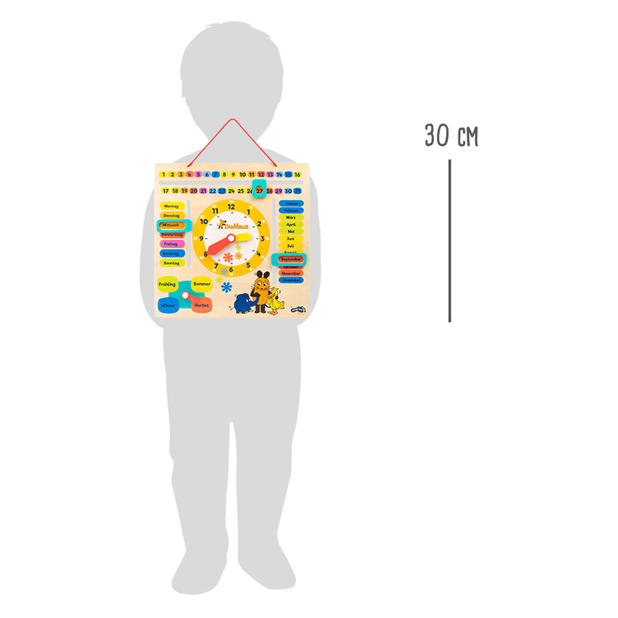 Small foot - Tableau d'apprentissage en bois indiquant l'heure souris - en allemand