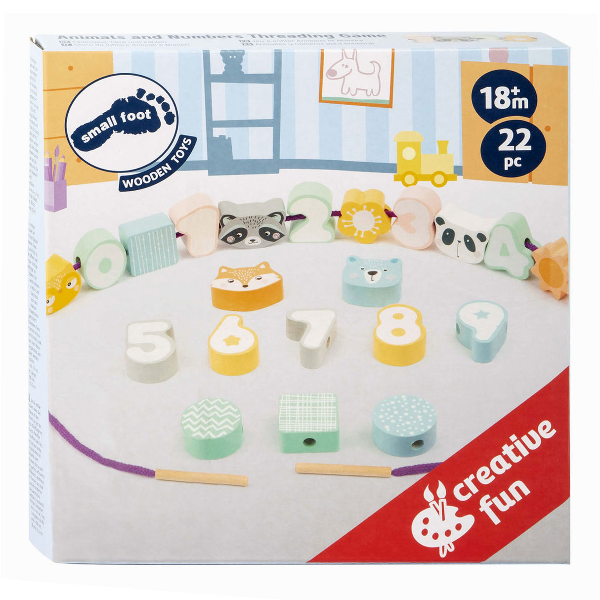 Small foot - gibier à cordes en bois et chiffres, 22 pcs.