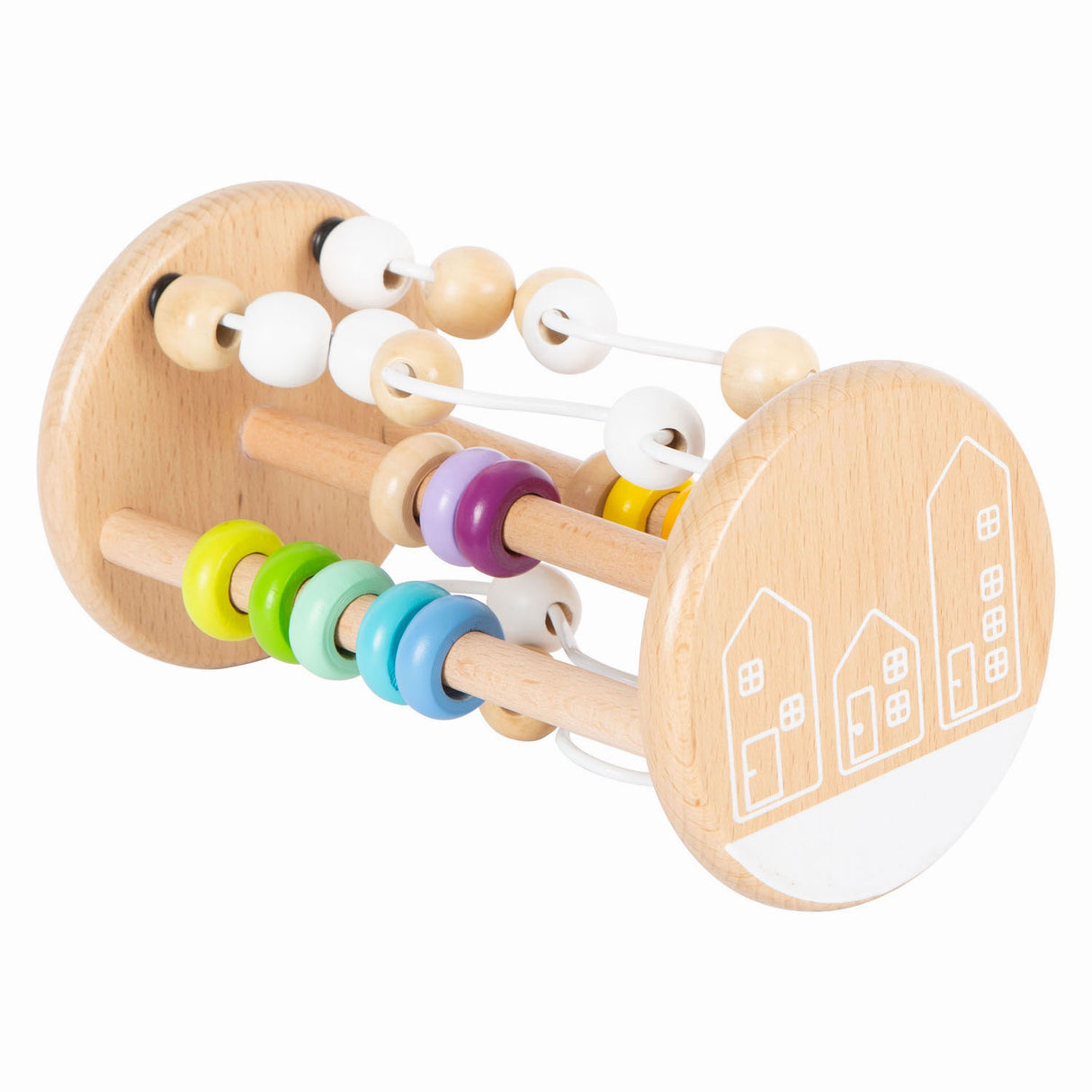Small foot - hochet en bois motricité spirale arc-en-ciel