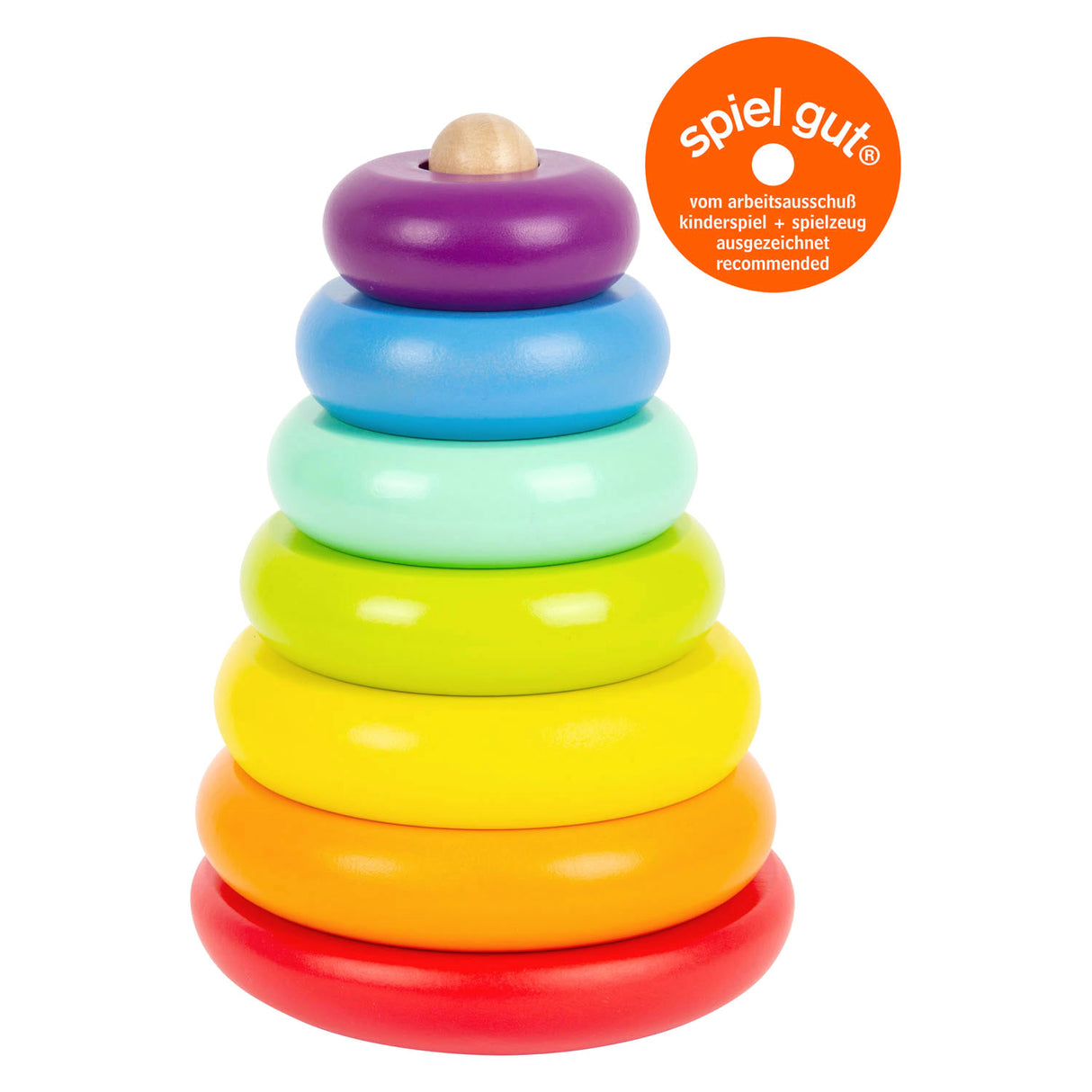 Small foot - tour empilable en bois arc-en-ciel, 7 pcs.
