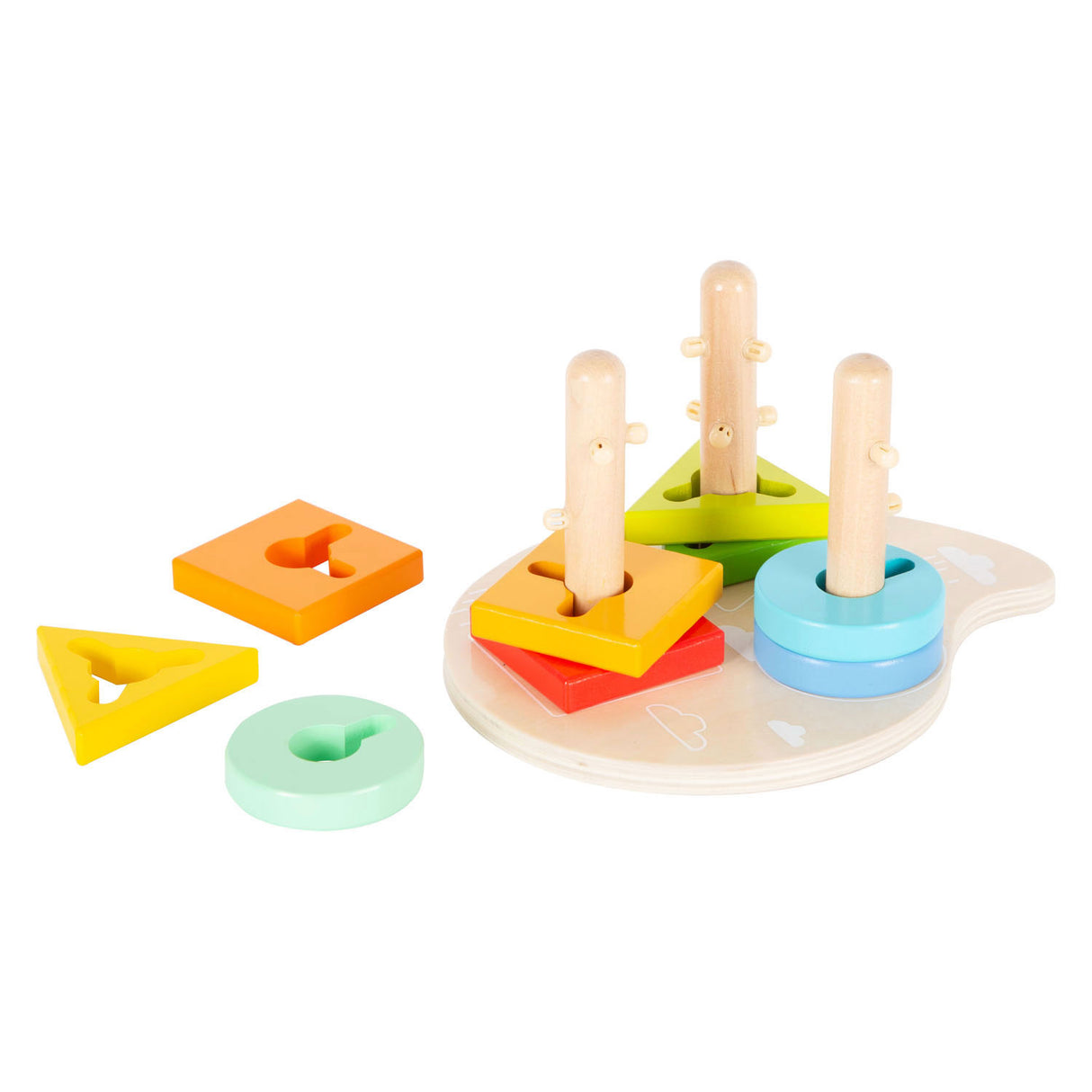 Small foot - formes en bois et tri motricité jouets à empiler, 10 pièces.