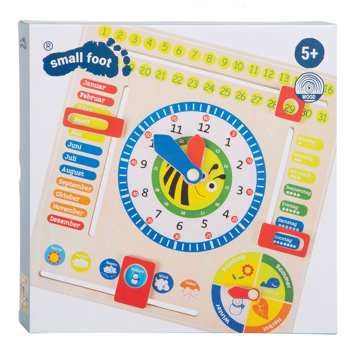 Small foot - horloge calendrier en bois saisons à (allemand)
