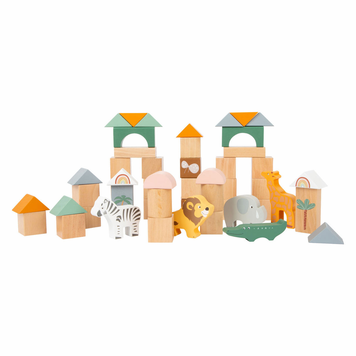 Blocs de construction en bois de petit pied Safari, 50dlg.