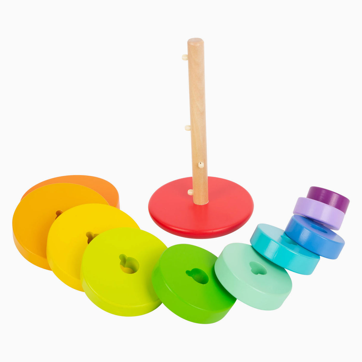 Small foot - tour empilable en bois arc-en-ciel, 11 pcs.