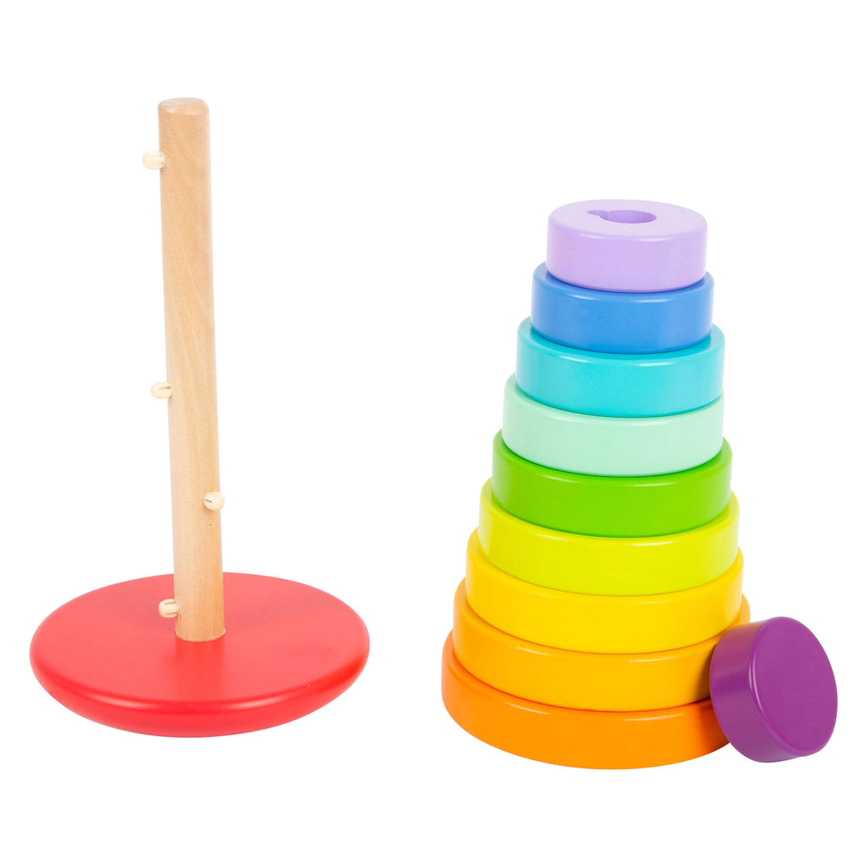 Small foot - tour empilable en bois arc-en-ciel, 11 pcs.