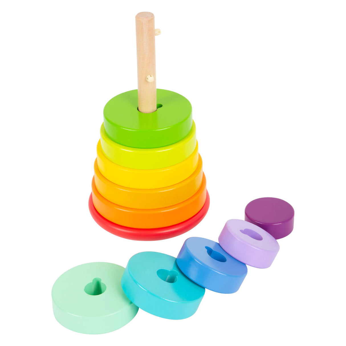 Small foot - tour empilable en bois arc-en-ciel, 11 pcs.