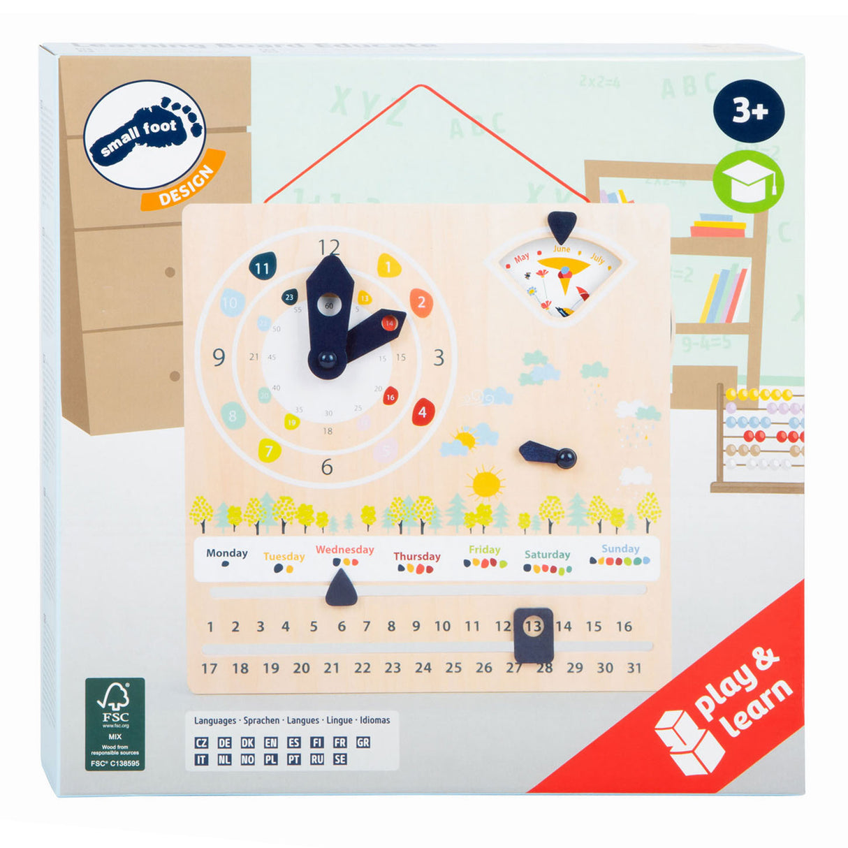 Small foot - horloge calendrier en bois saisons (allemand)