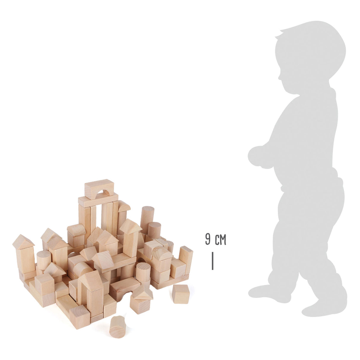 Petit pied - Blocs de construction en bois bien sûr dans le sac, 100dlg.