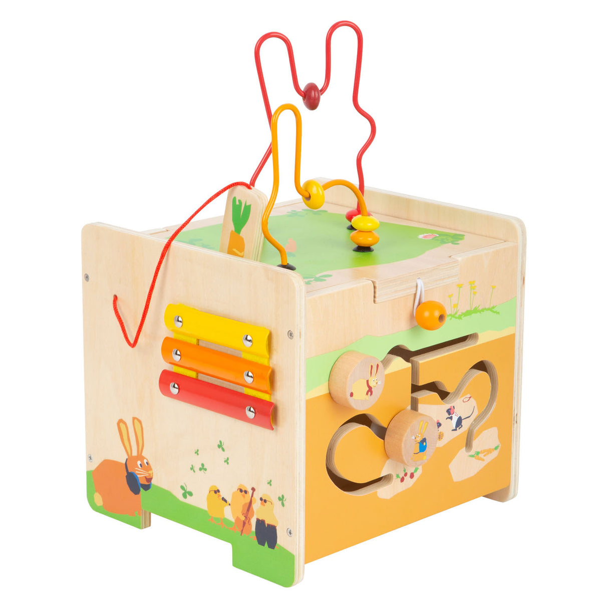 Small foot - cube d'activités en bois et lapin spirale motricité
