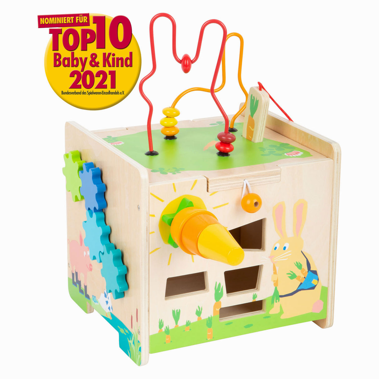 Small foot - cube d'activités en bois et lapin spirale motricité