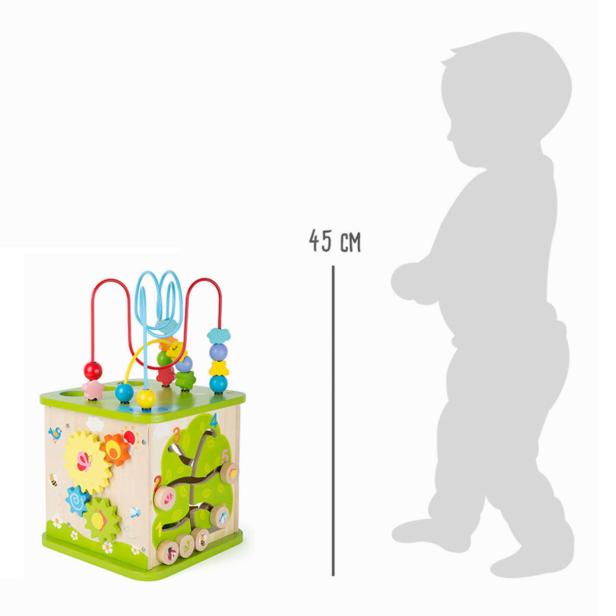 Small foot - cube d'activités en bois avec piste en marbre, 8 pièces.