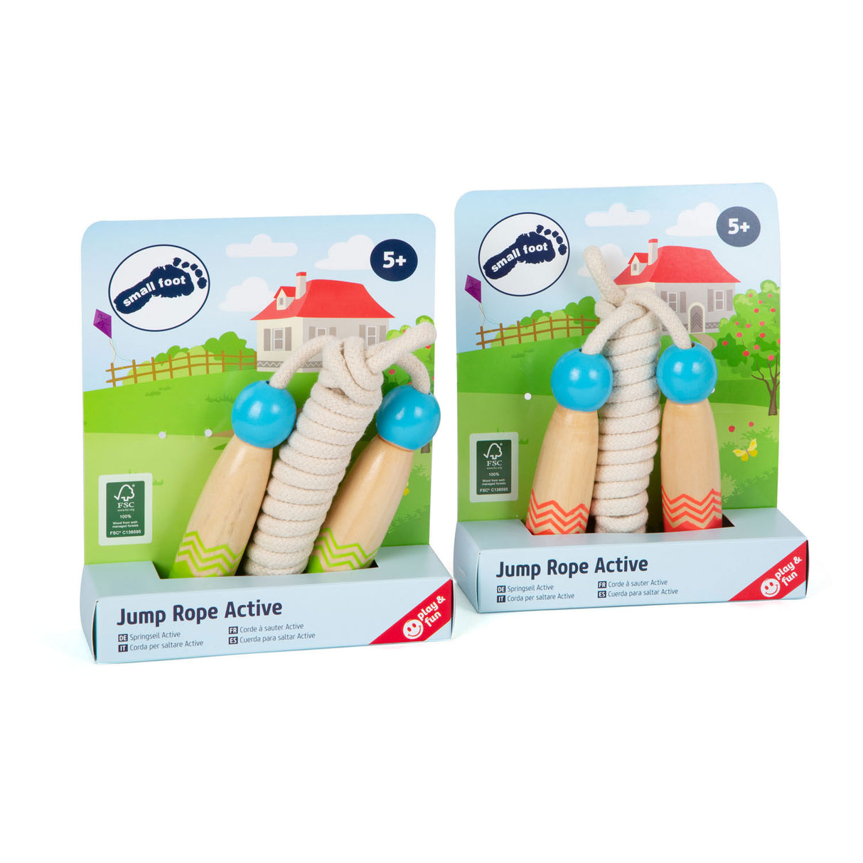 Petit pied - corde de saut en bois avec motif, ensemble de 2