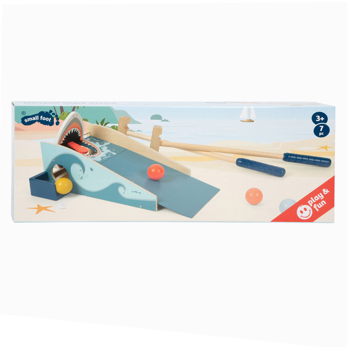 Small foot - Attaque de requin mini-golf en bois, 7 pièces.