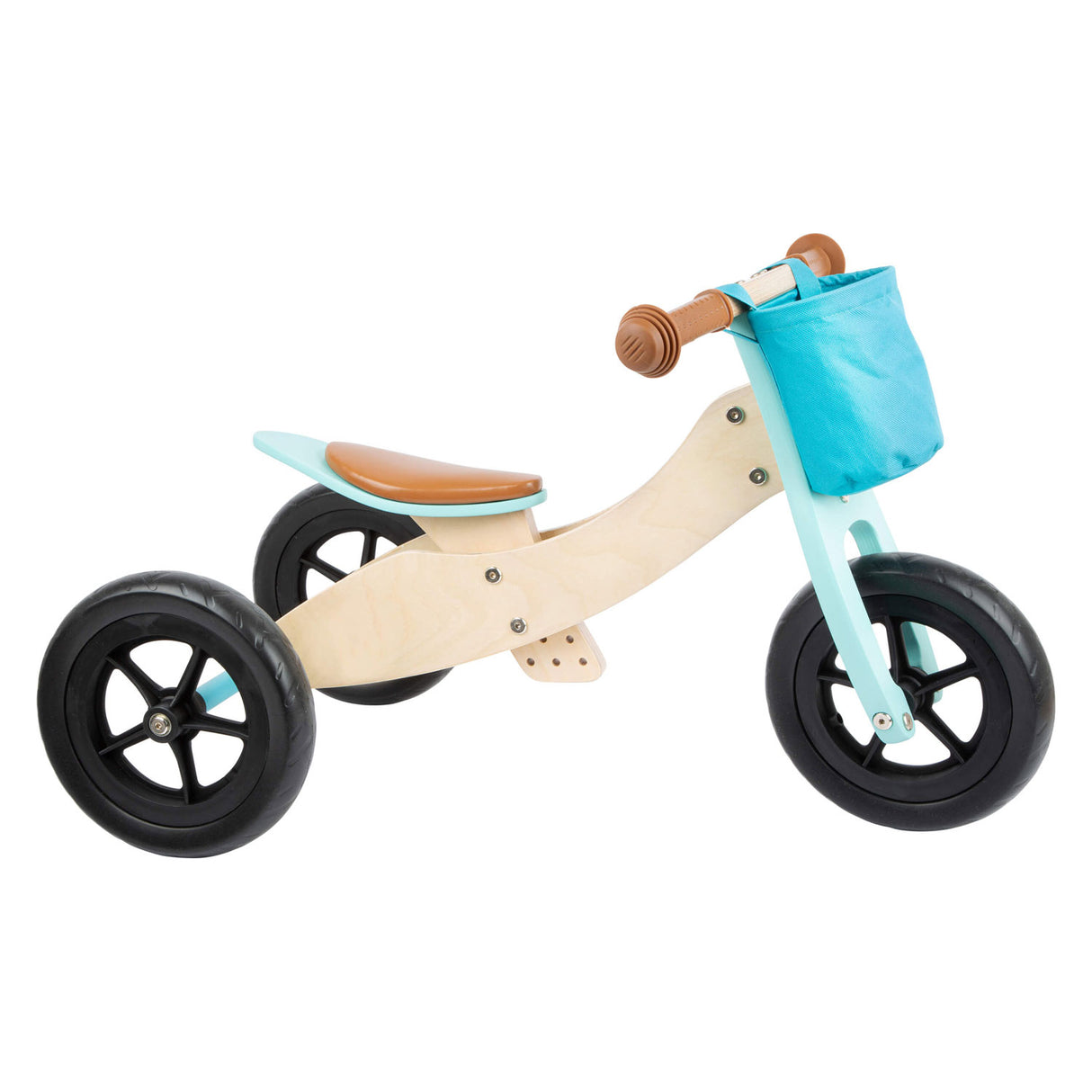 Small foot - tricycle et draisienne en bois 2en1 maxi turquoise
