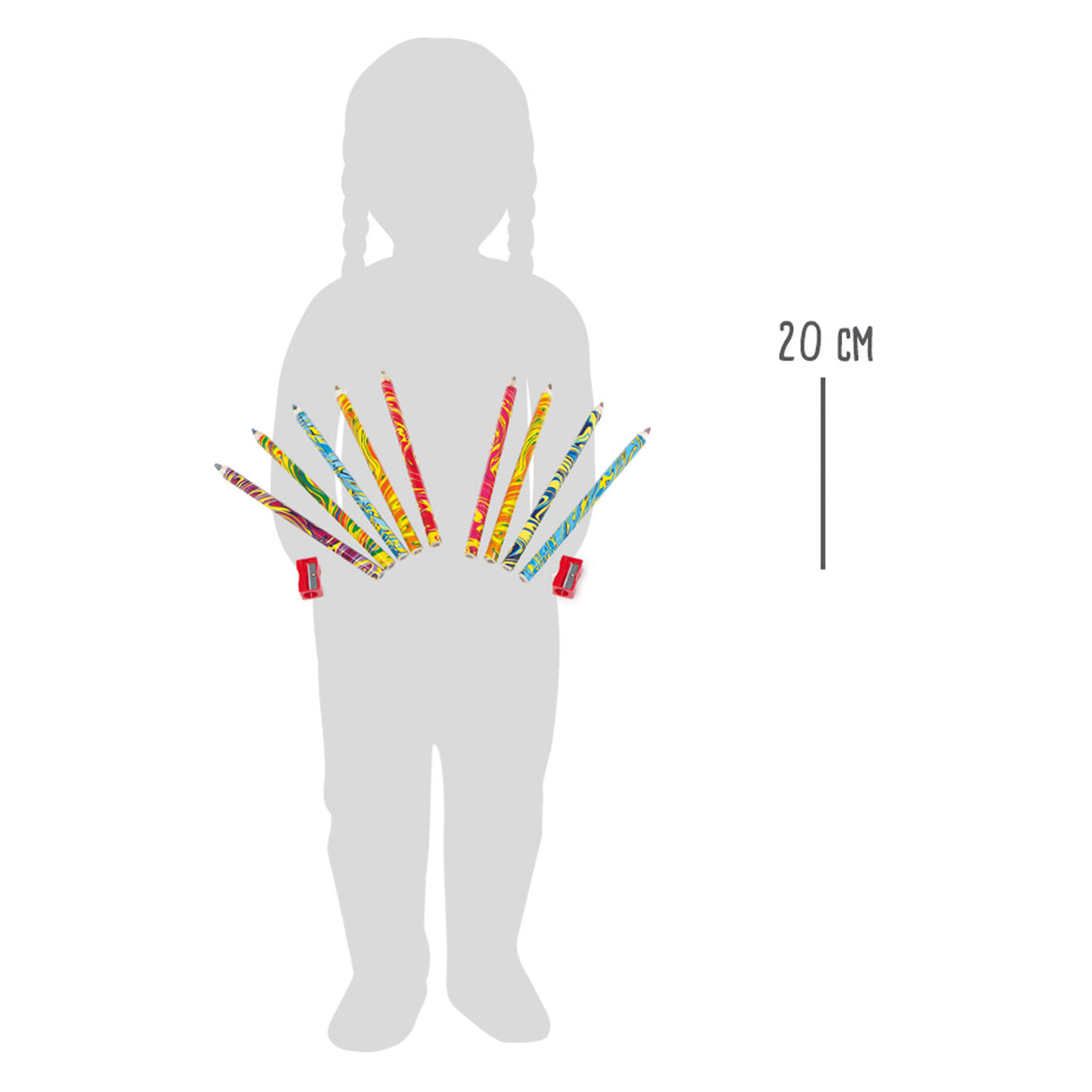 Crayons de couleur de petits pieds arc-en-ciel avec un crayon plus net, 10dlg.