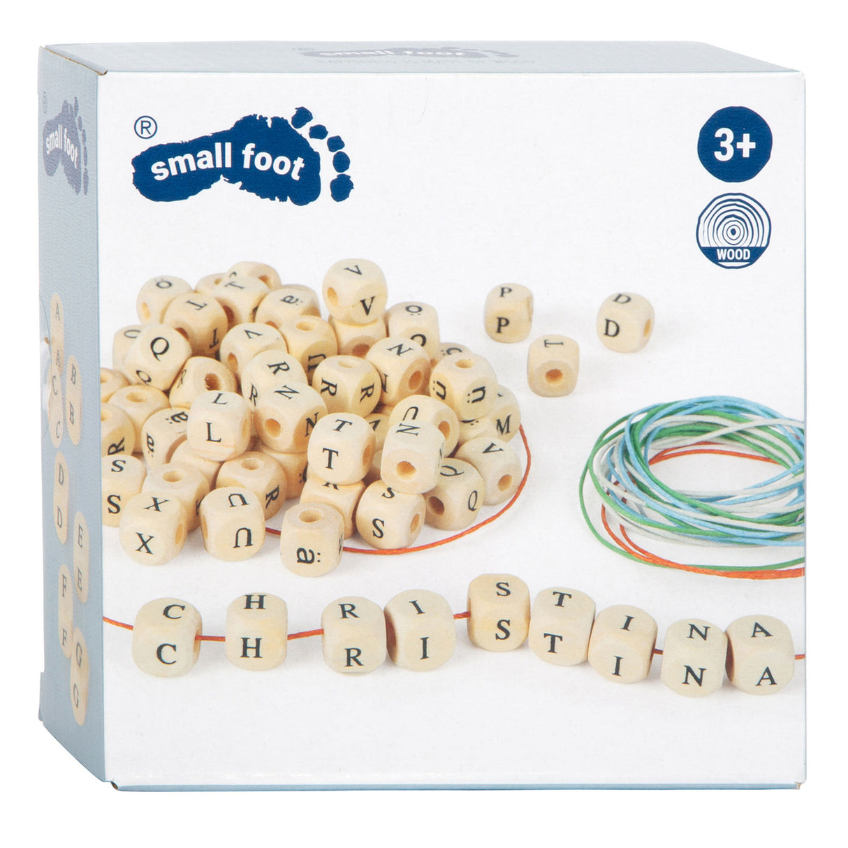 Small foot - confection de colliers de perles lettres en bois, 300 perles