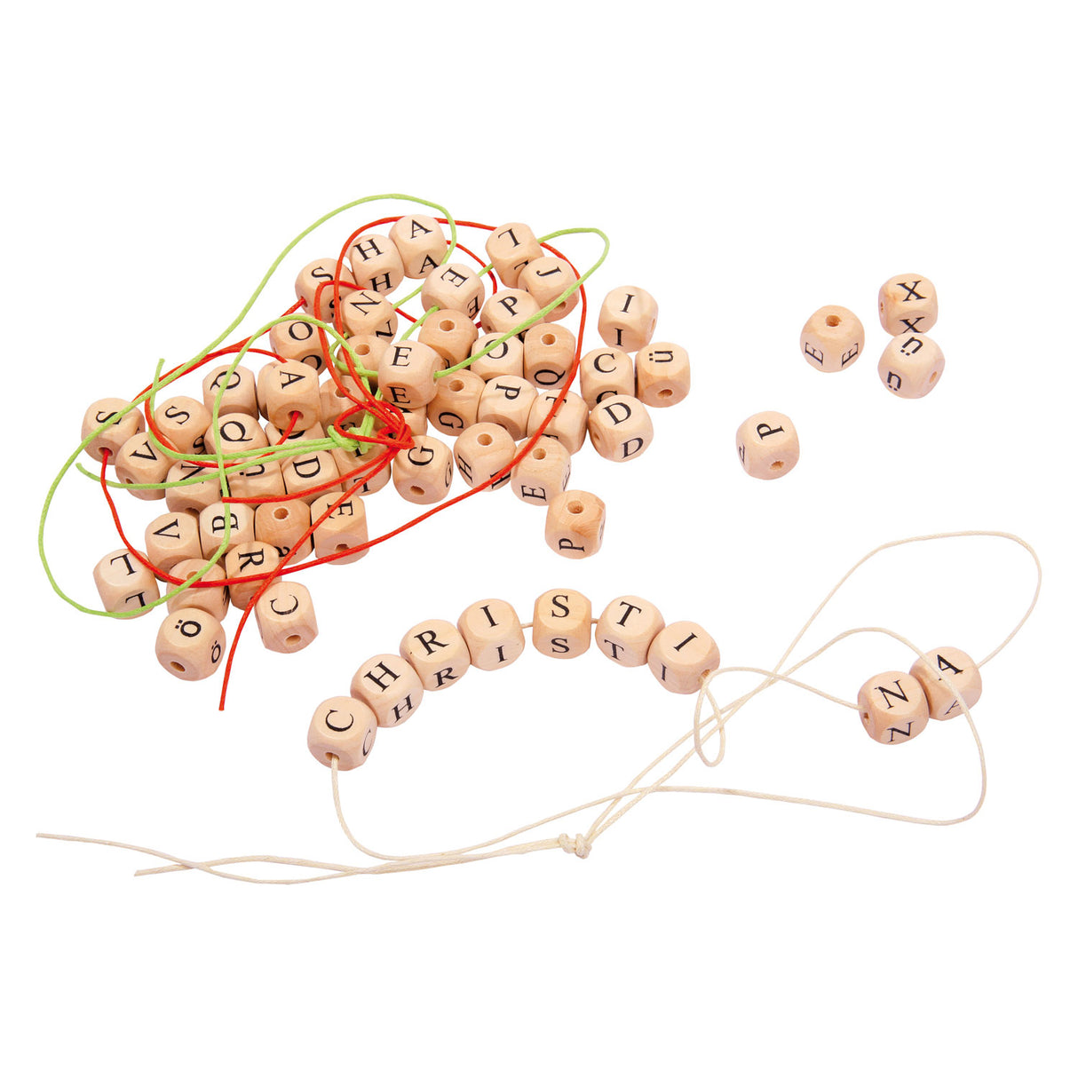 Small foot - confection de colliers de perles lettres en bois, 300 perles