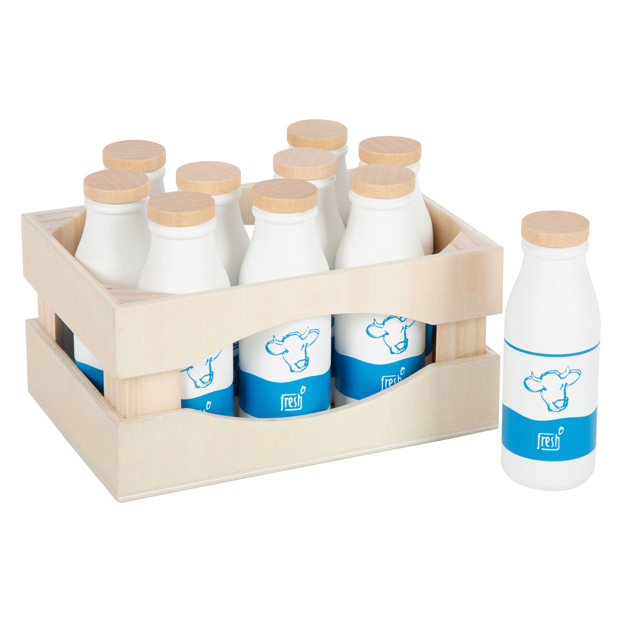 Small foot - caisse en bois avec bouteilles de lait, 12 pcs.