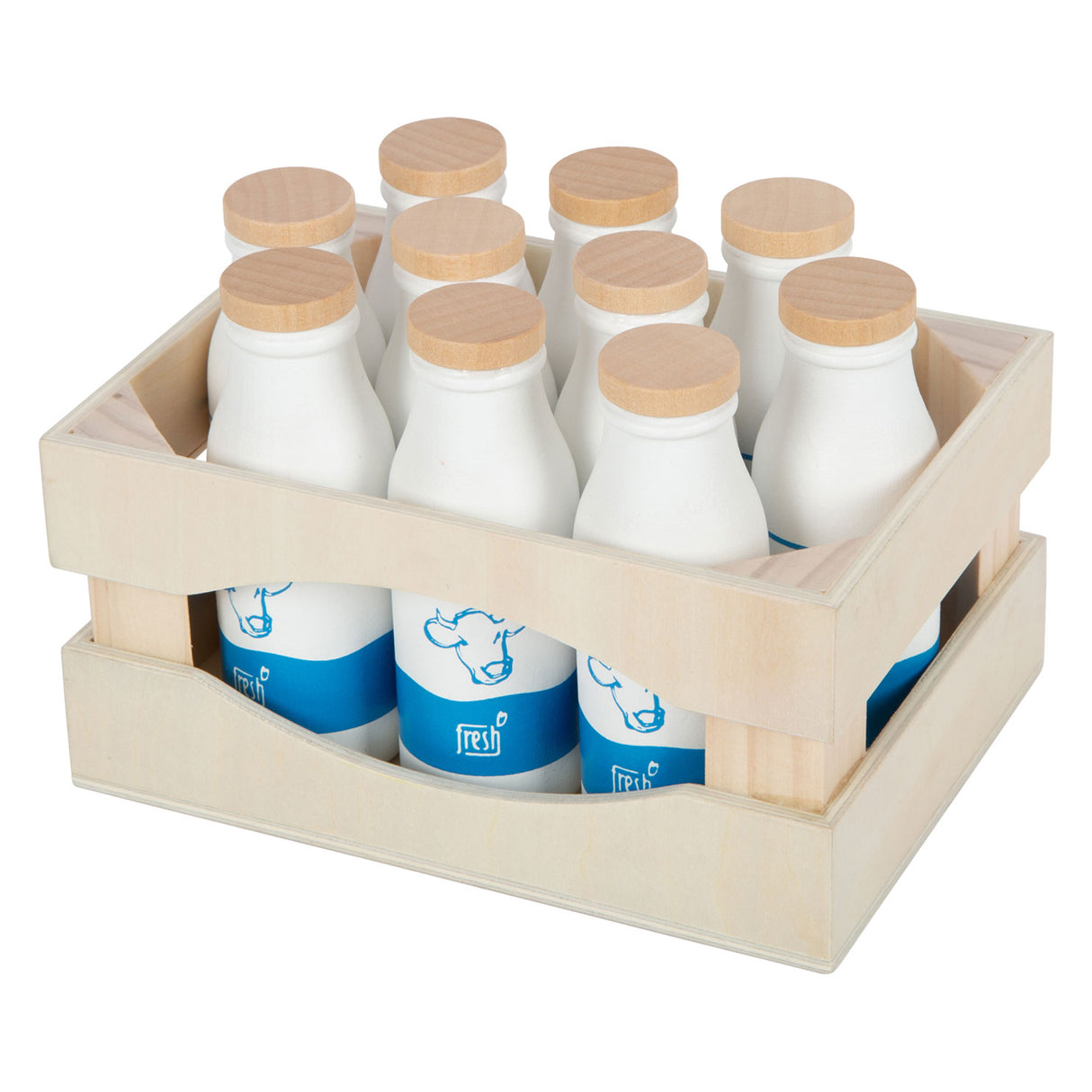Small foot - caisse en bois avec bouteilles de lait, 12 pcs.