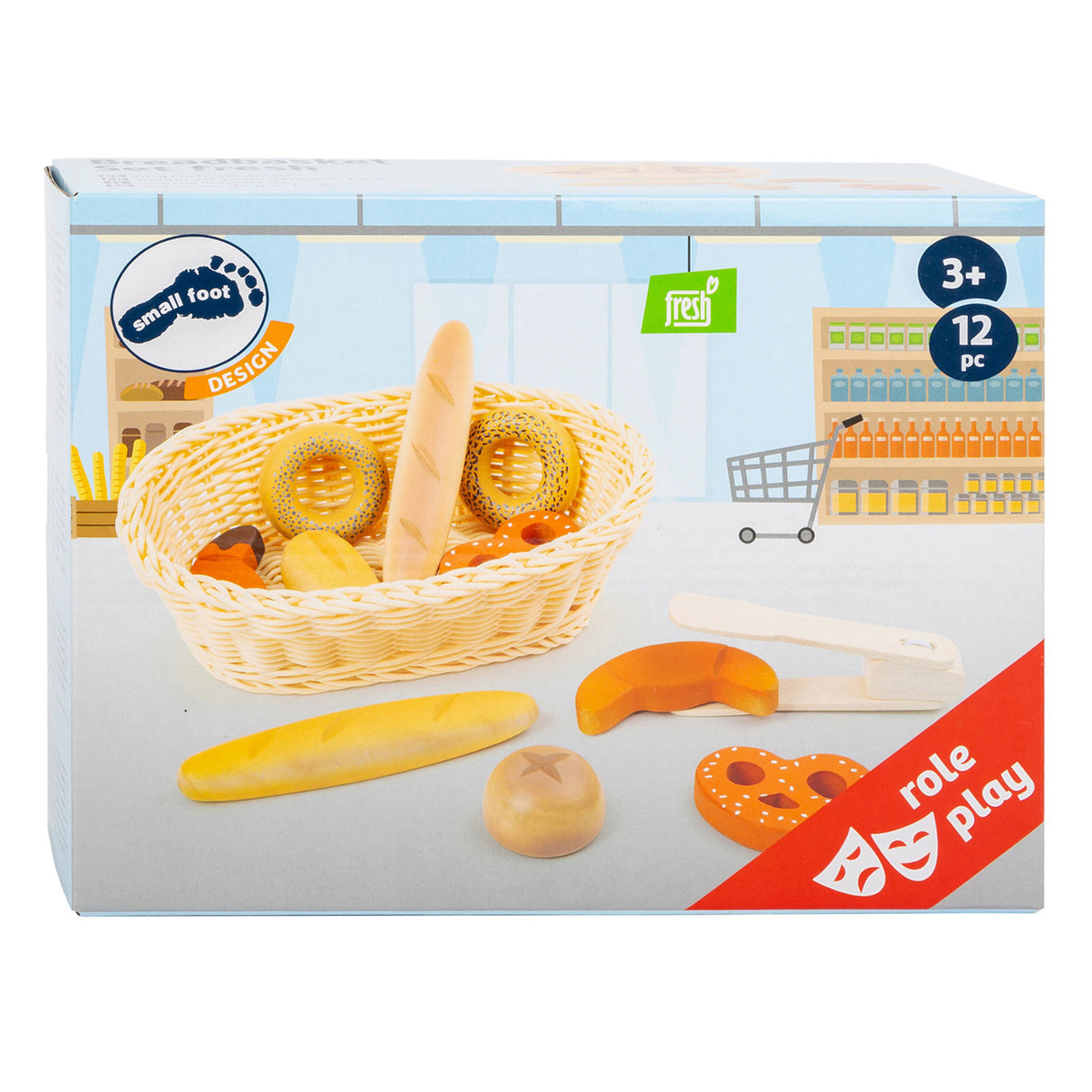 Small foot - corbeille à pain en plastique avec pain alimentaire, 12 pièces.