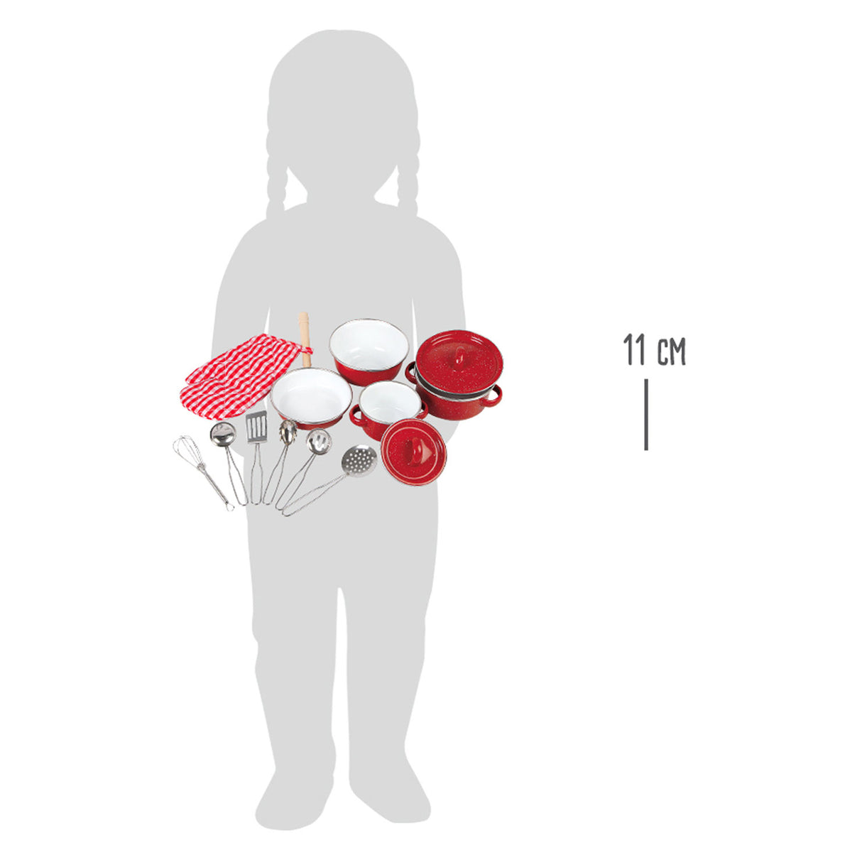 Small foot - ensemble de casseroles et ustensiles de cuisine rouge, 11 pièces.