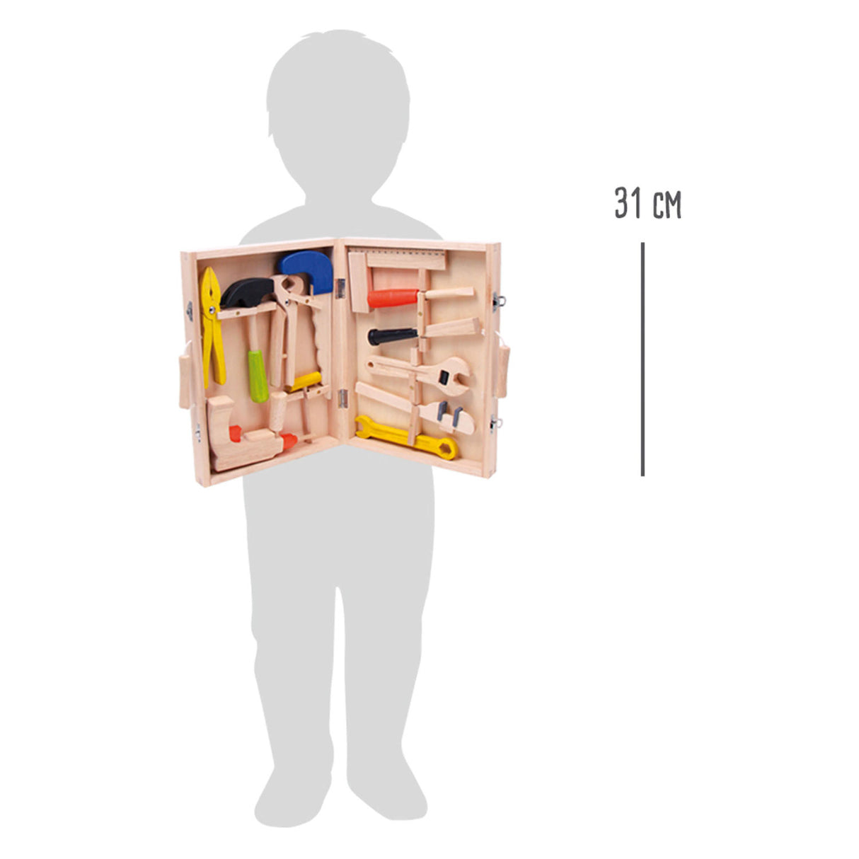 Petit pied - Case d'outils en bois, 13dlg.
