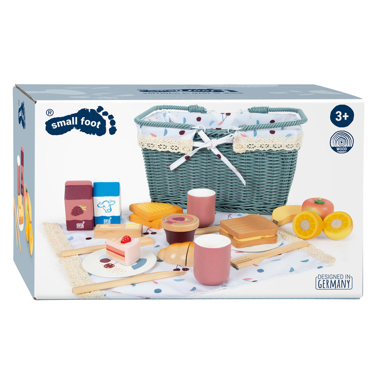 Small foot - set de pique-nique avec de la nourriture en bois savoureuse, 26 pièces.