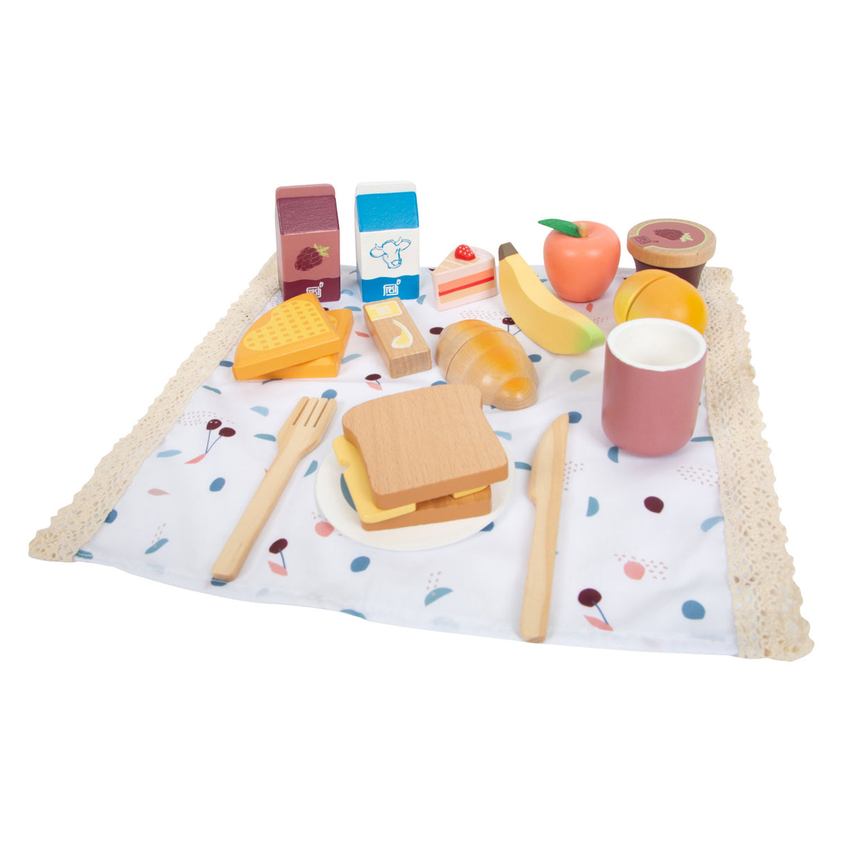 Small foot - set de pique-nique avec de la nourriture en bois savoureuse, 26 pièces.