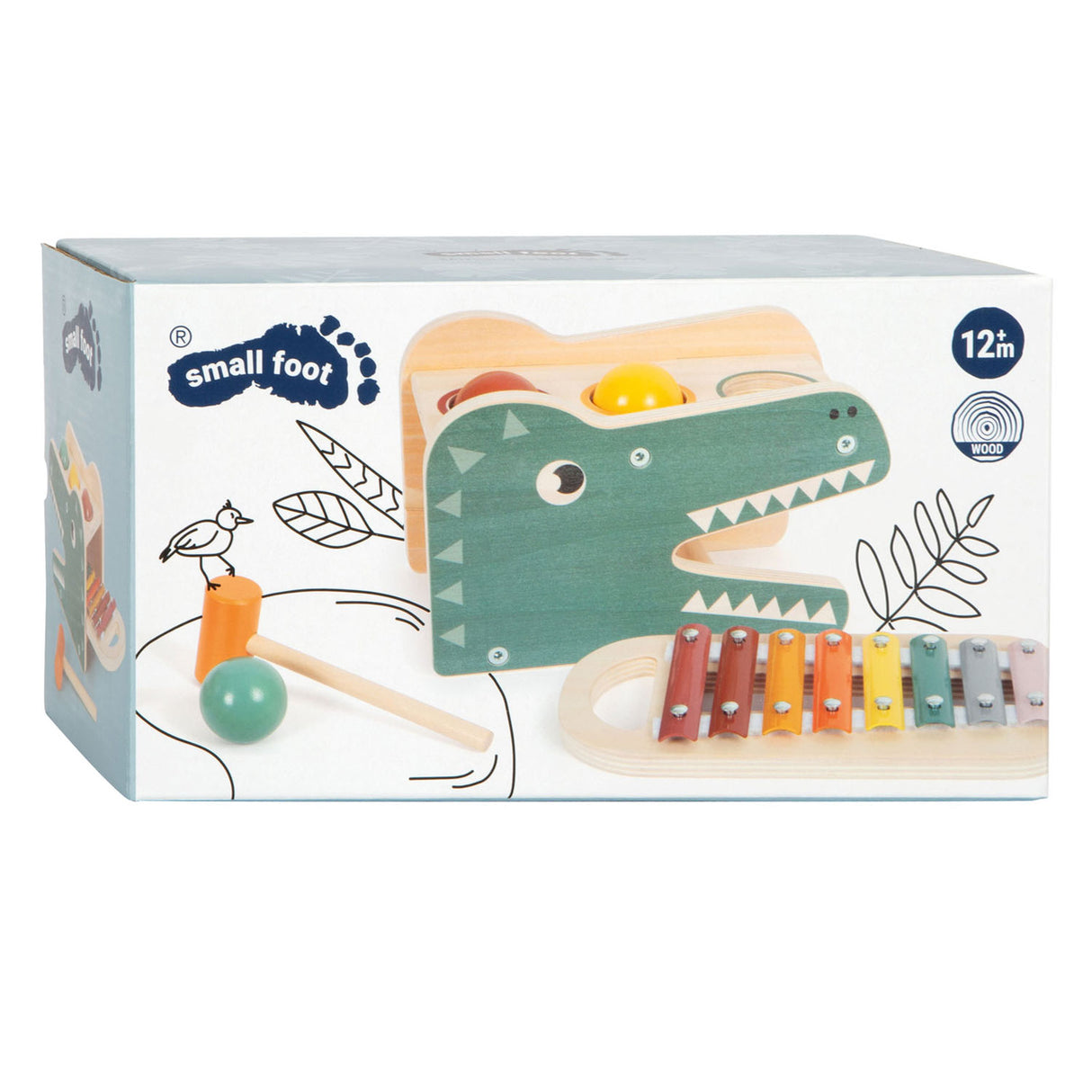 Small foot - xylophone en bois et banc marteau safari, 5 pcs.