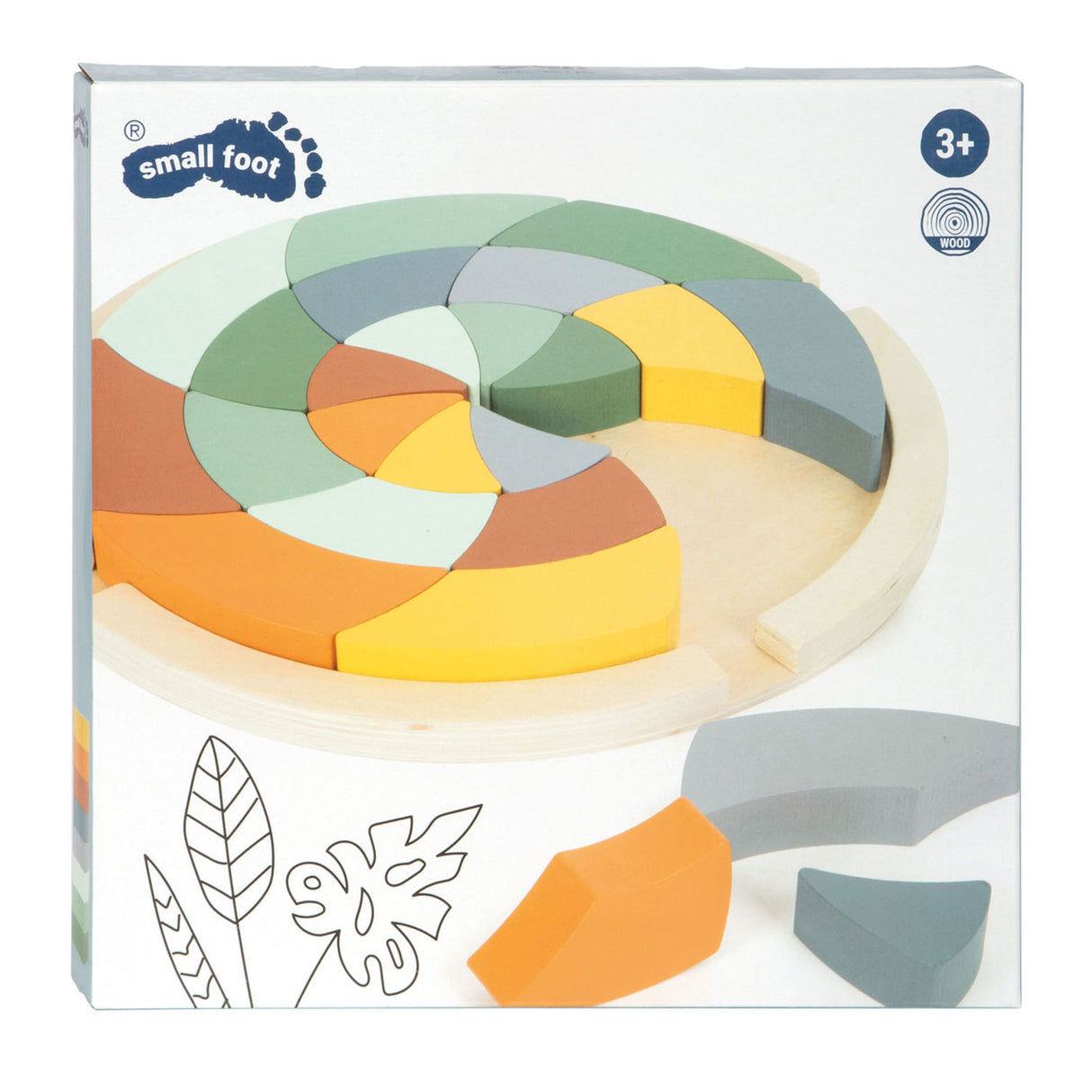 Small foot - puzzle en forme de bois safari rond, 24 pcs.