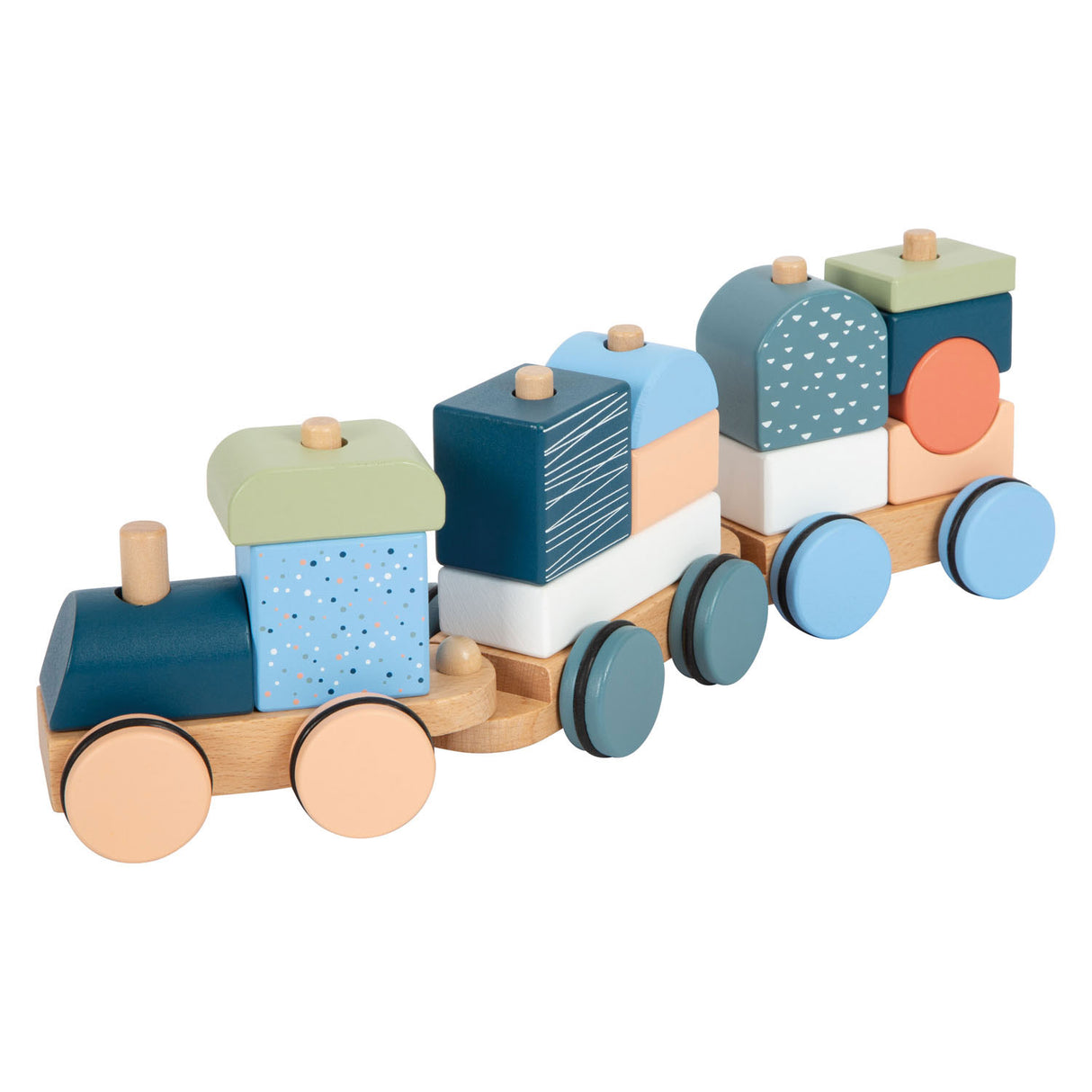 Small foot - train de blocs empilables en bois arctique, 16 pièces.