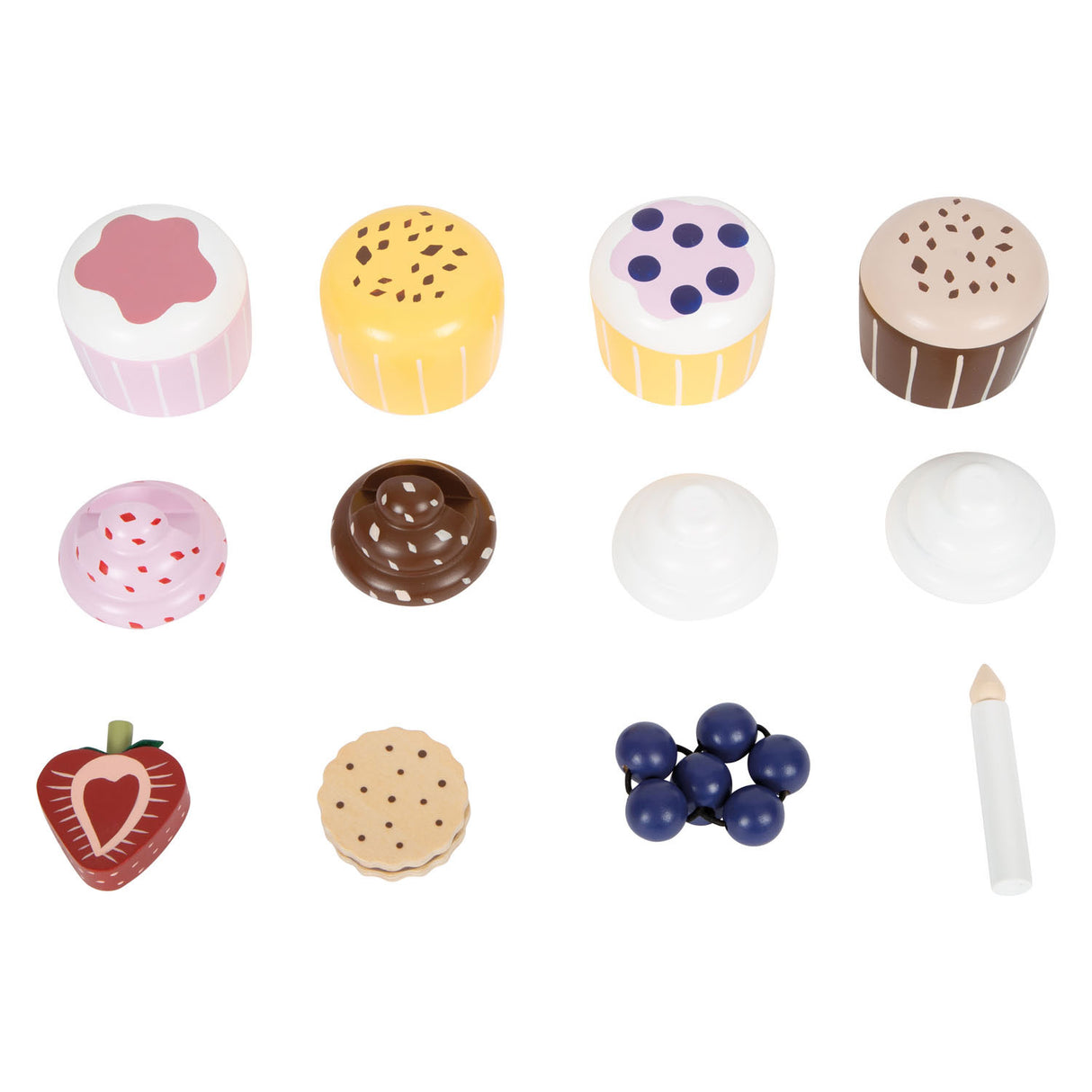 Small foot - étagère à nourriture en bois avec cupcakes, 13 pièces.