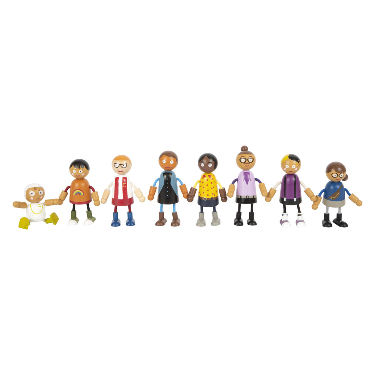 Small foot - famille de poupées flexibles en bois avec bébé, 8 pcs.