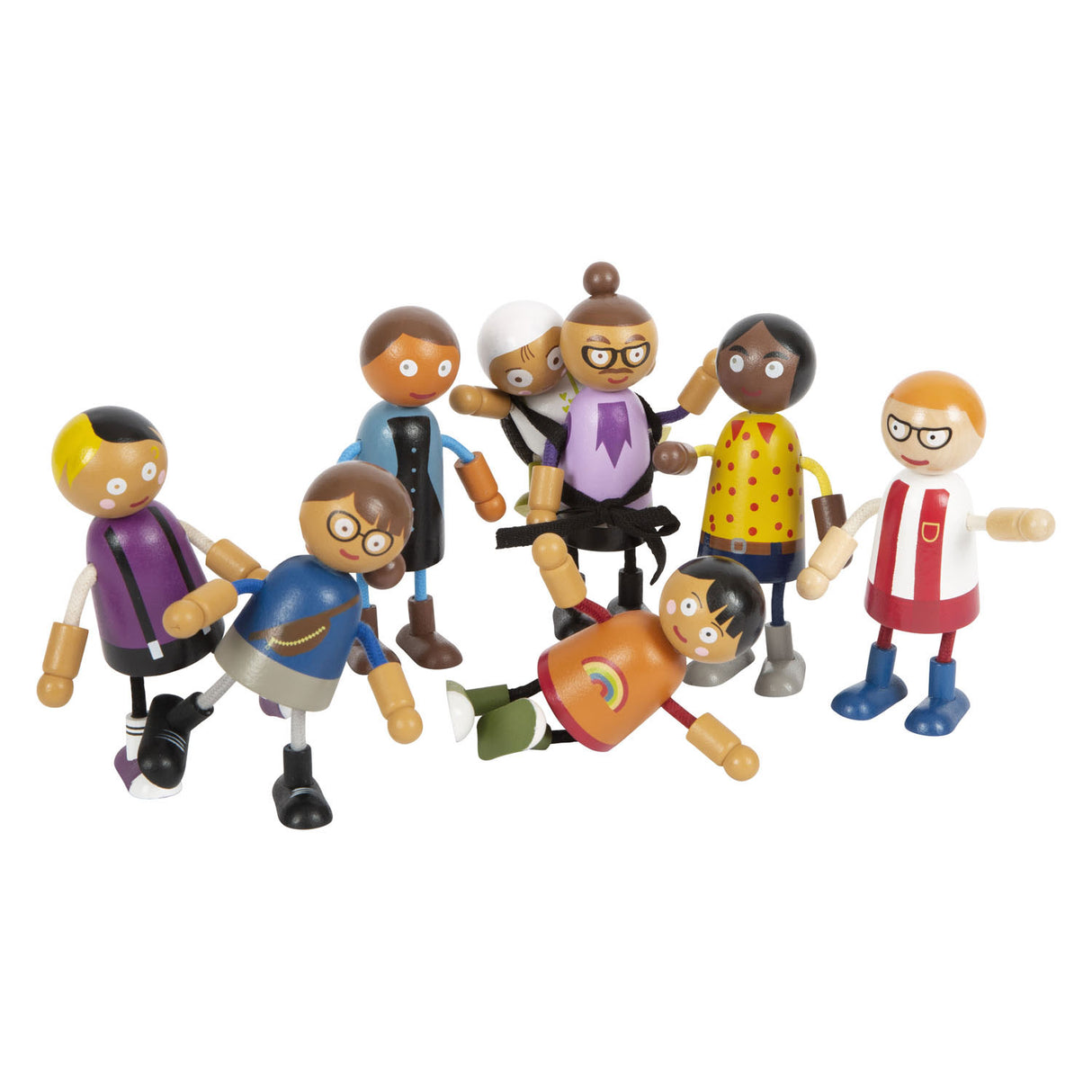 Small foot - famille de poupées flexibles en bois avec bébé, 8 pcs.