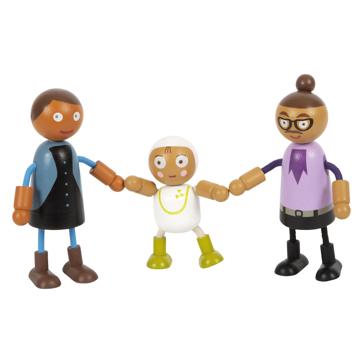 Small foot - famille de poupées flexibles en bois avec bébé, 8 pcs.