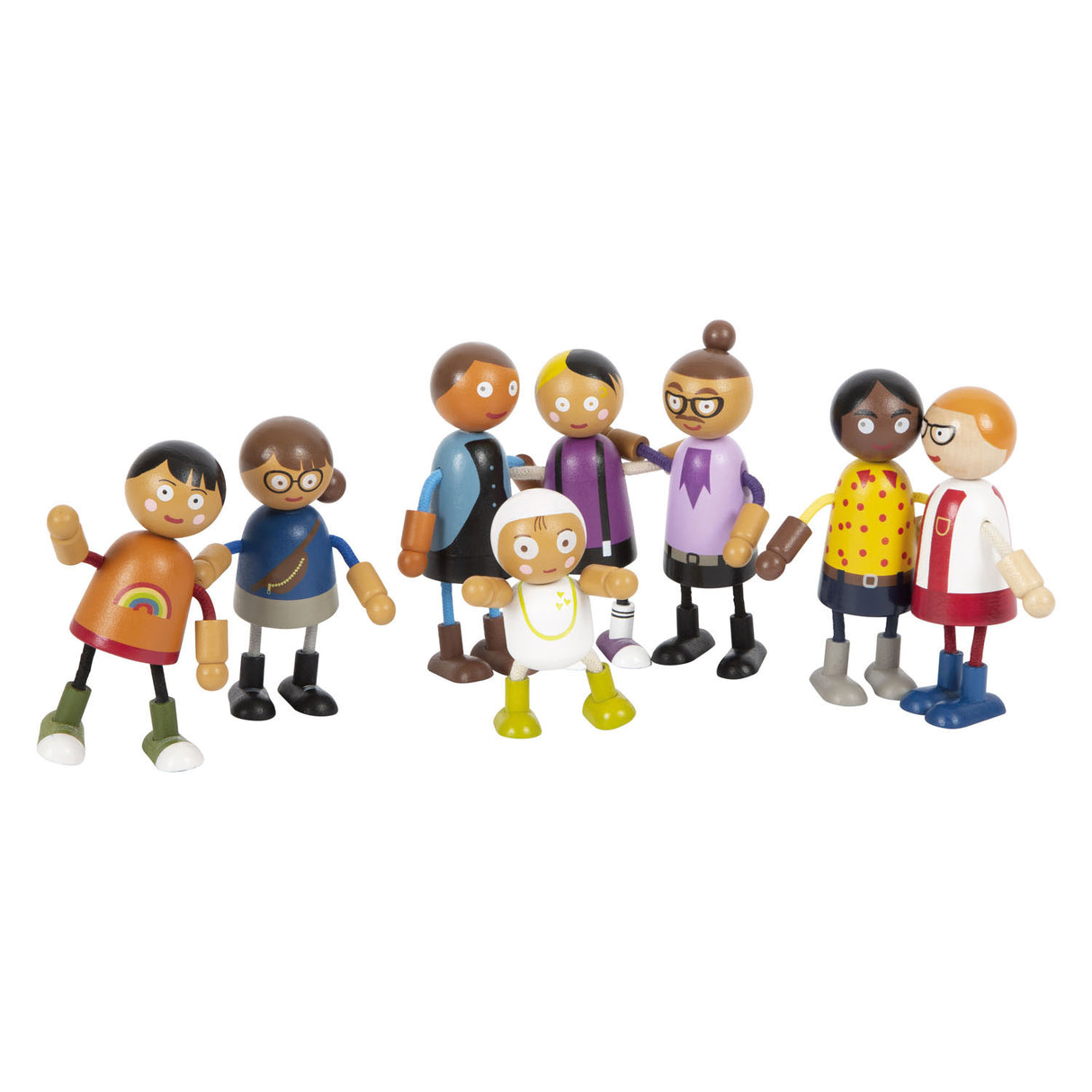 Small foot - famille de poupées flexibles en bois avec bébé, 8 pcs.