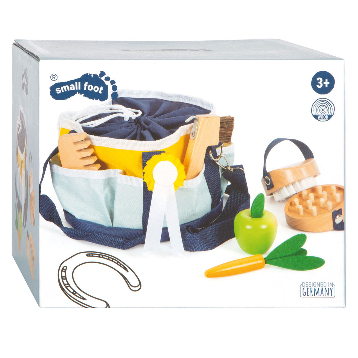Small foot - set de soins pour chevaux en bois avec sac, 8 pièces.