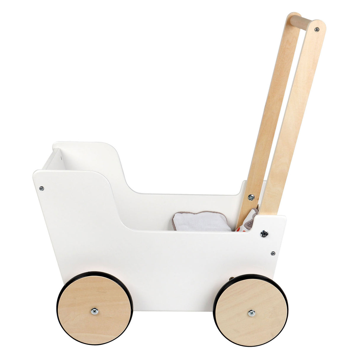 Petit pied - Roule de poupée à poussette en bois en bois petit bouton