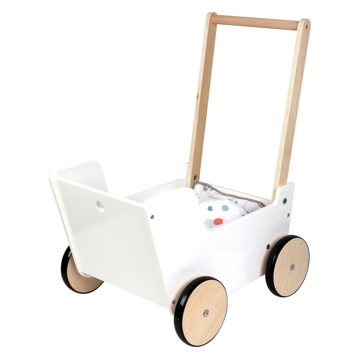 Petit pied - Roule de poupée à poussette en bois en bois petit bouton