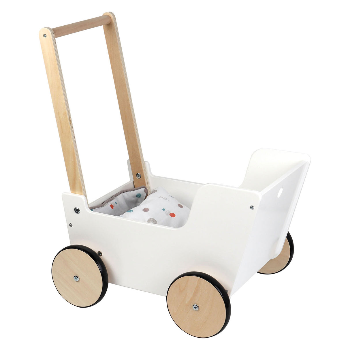 Petit pied - Roule de poupée à poussette en bois en bois petit bouton