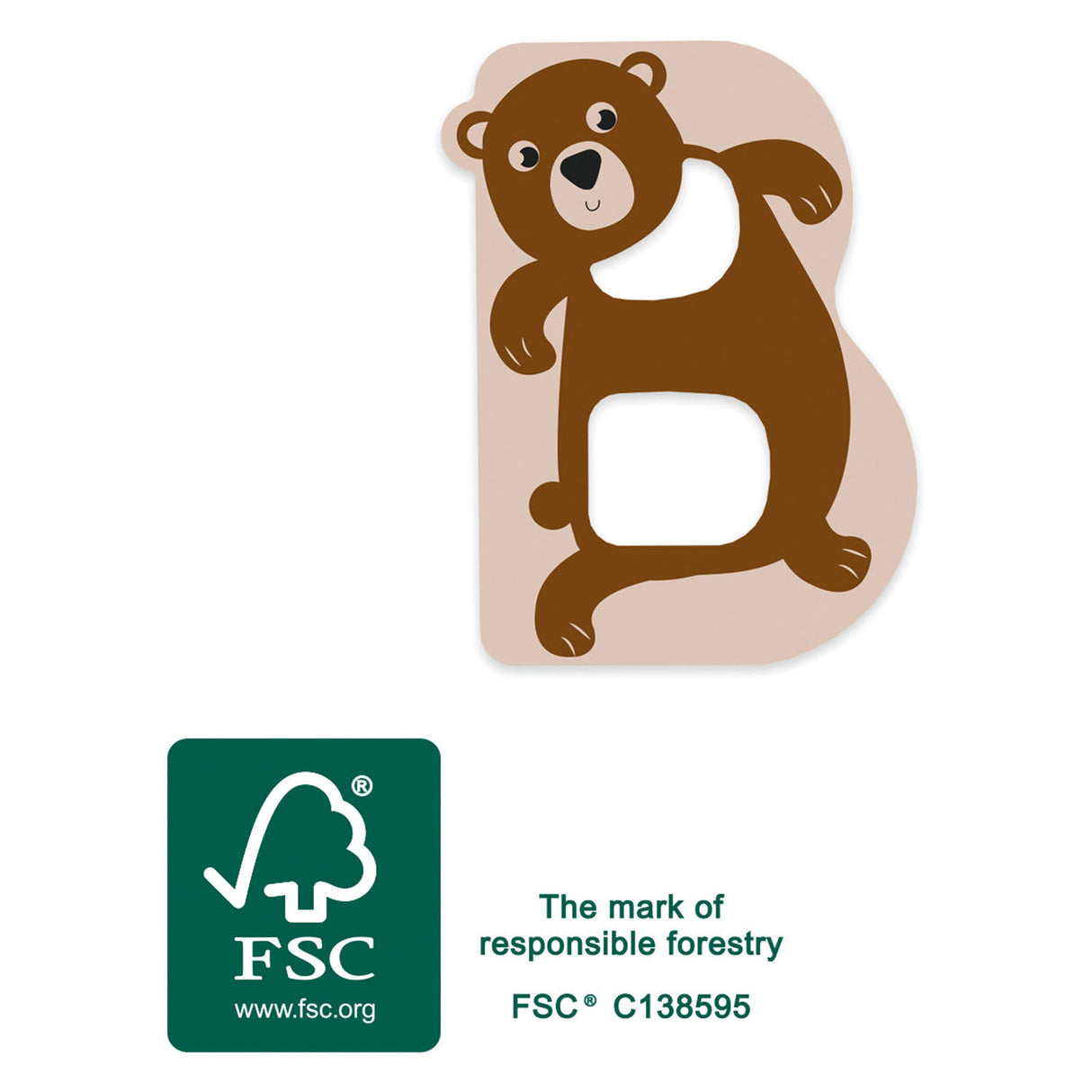 Small foot - lettre enfant animal en bois - b