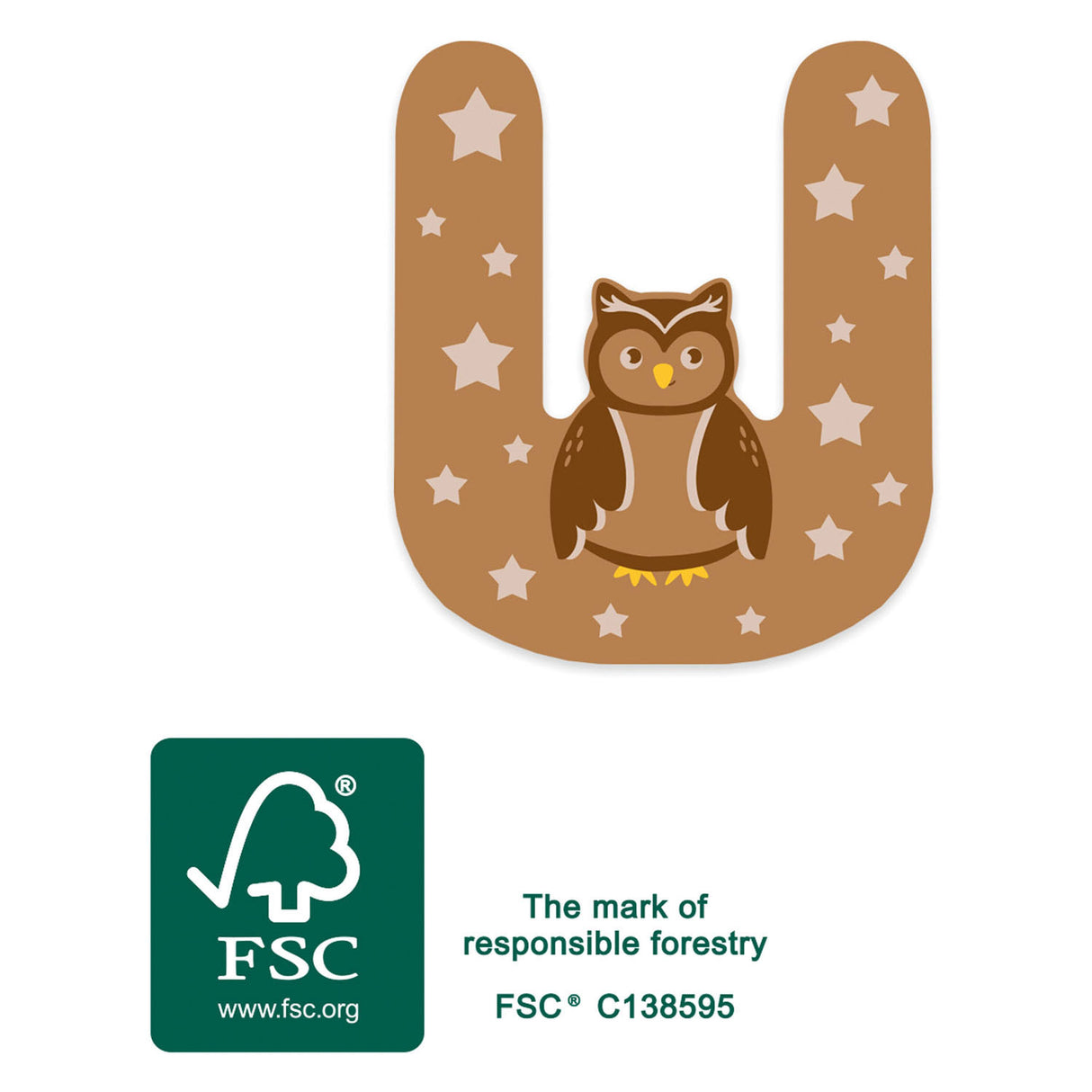 Small foot - lettre enfant animal en bois - u