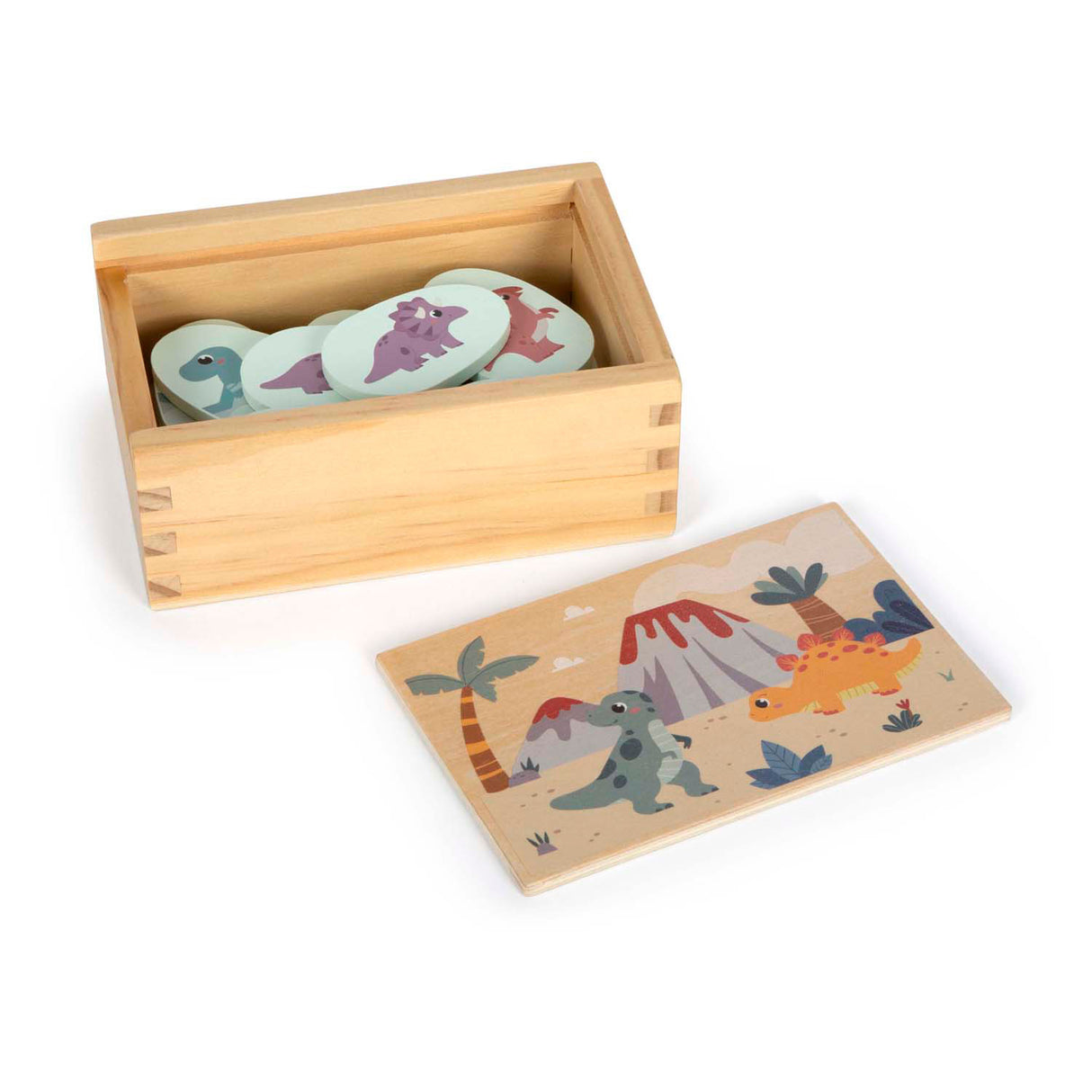 Small foot - jeu mémo dinosaure en bois dans boîte de rangement