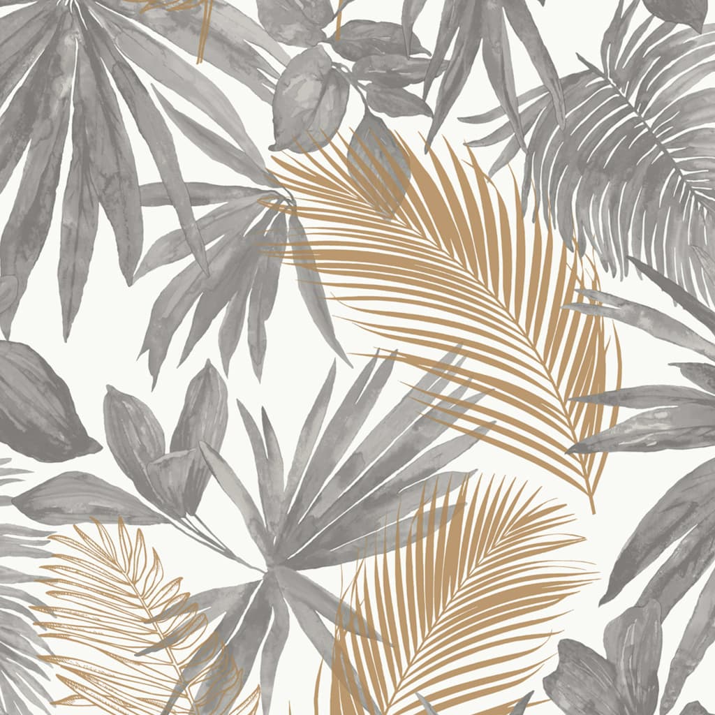 Papin mural néerlandais Fond d'écran Wild Palms gris et beige
